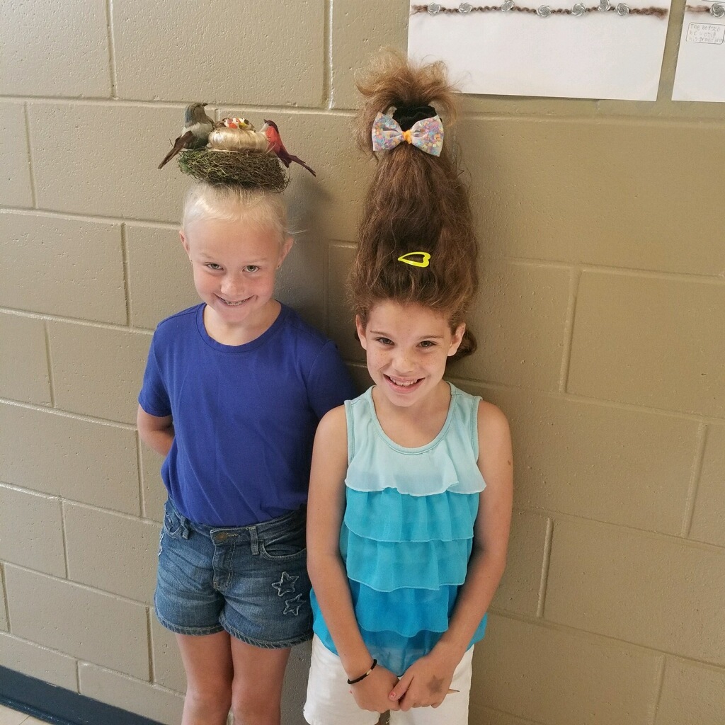 Maxie Puritis and Megan Parsons show off their crazy hair. Photo courtesy of Nicole Puritis