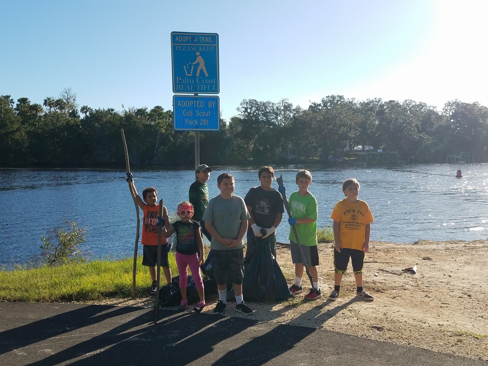 Pack 281 Arrow of Light Cub Scouts spent Oct. 14 cleaning up the pack's adopted trail along the waterfront area of the Intracoastal by European Village. Photo courtesy of Amy Lynne Bowes