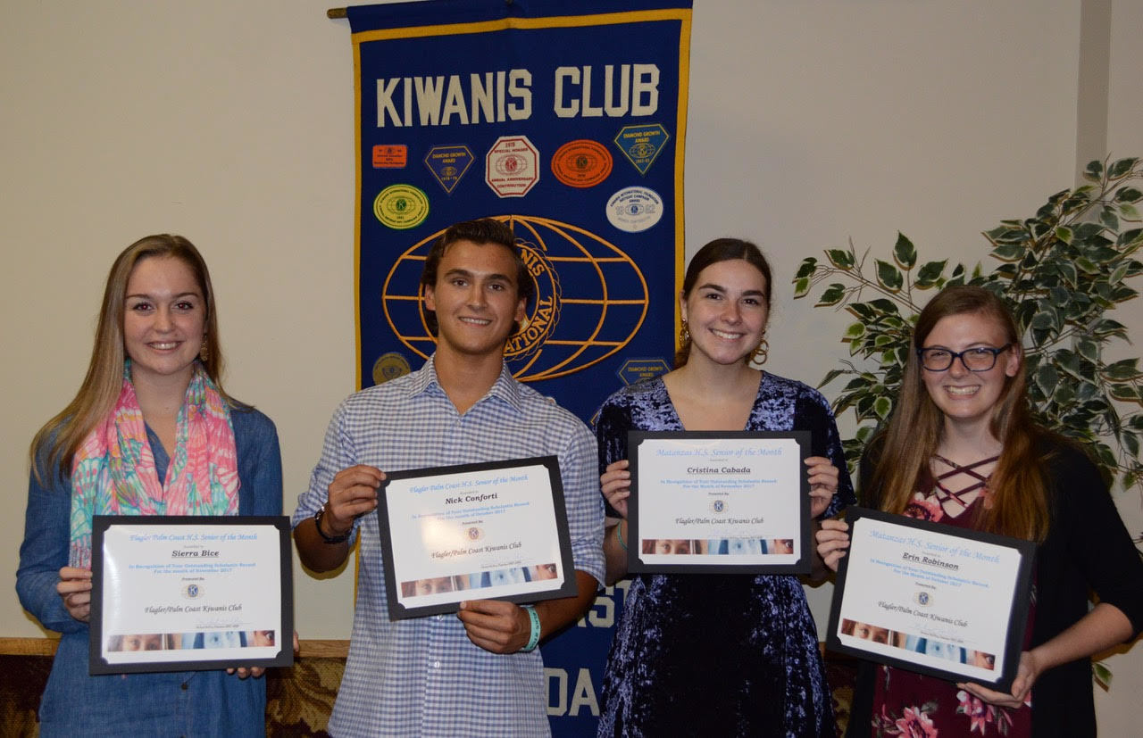 Kiwanis Club Seniors of the Month for October and November: Sierra Bice, Nick Conforti, Cristina Cabada and Erin Robinson. Photo courtesy of Richard Conkling