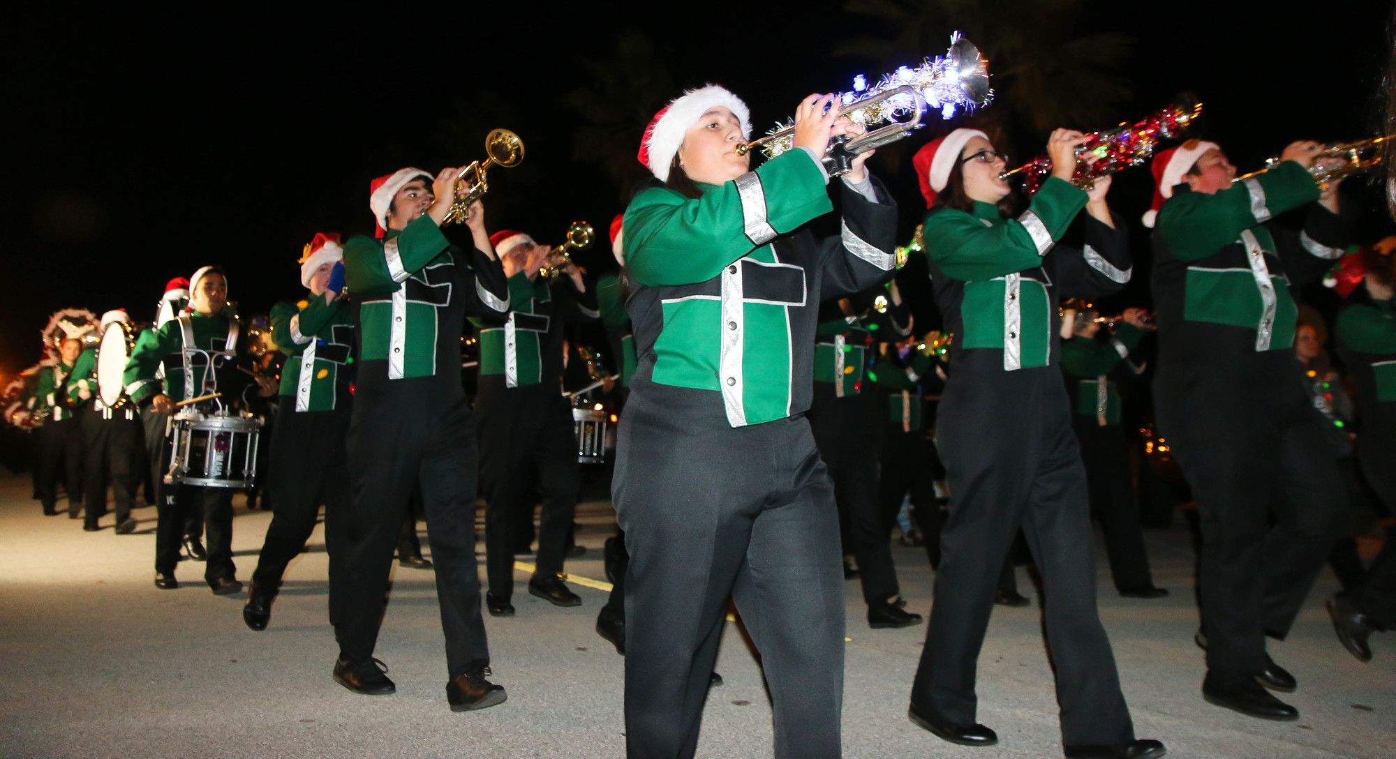 The Flagler Palm Coast High School Marching Band livens the crowd. Photo by Paige Wilson