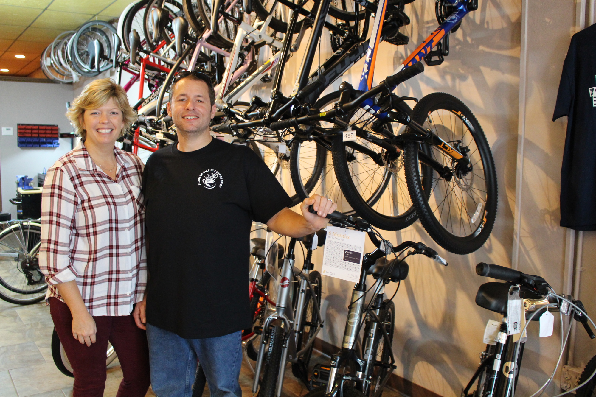 Tom and Kelli Nugent, owners of Flagler Bike N' Coffee Shop. Photo courtesy of Cindy Dalecki