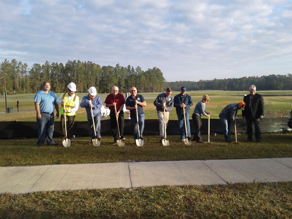 Breaking ground at Grand Reserve Drive near the city’s existing reclaim pump station. Photo courtesy of Kristen Bates
