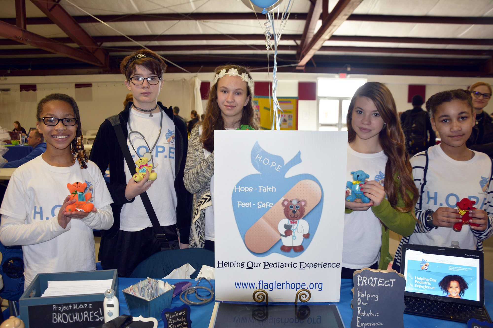 Bunnell Elementary students Karissa Jackson, Isabella Miller, Carmella Sweeney, Hope Romaine and Christina Courson developed the organization Flagler HOPE to improve the pediatric experience for Flagler County kids.