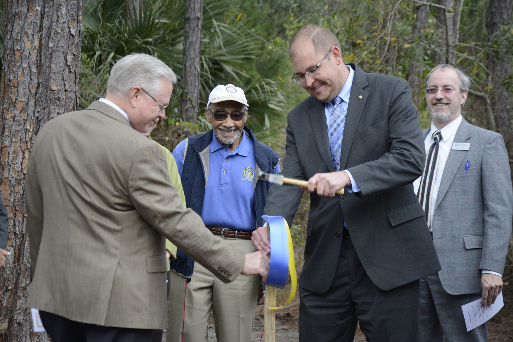 The second stake represented the Flagler County Rotary Club and was placed in the ground by current Flagler Rotary Club President Matt Maxwell.