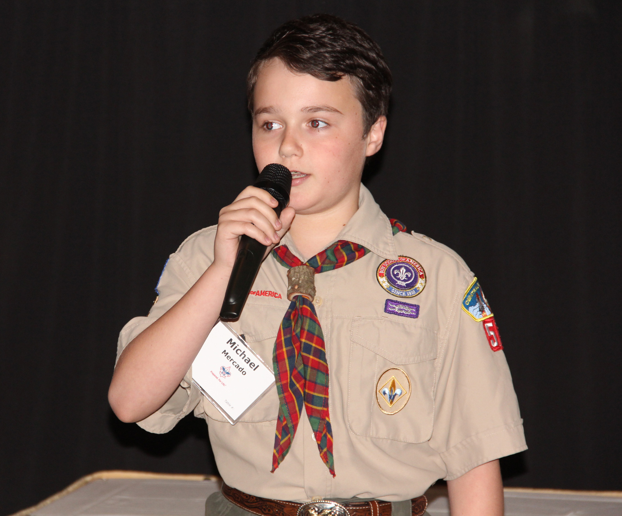 Boy Scout Michael Mercado, gave a speech at the Flagler County 2016 Boy Scout Golden Eagle Dinner. Photo by Jacque Estes