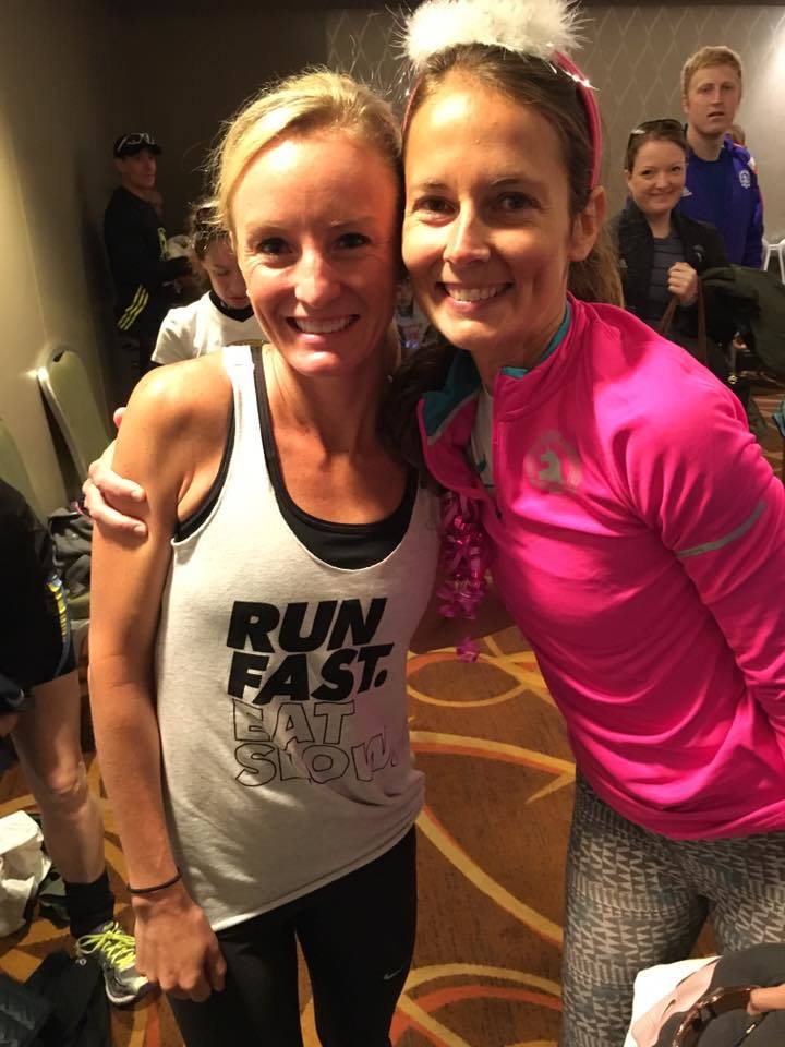World renown long-distance runner  Shalane Flanagan celebrated with birthday-girl Carrie Meng the day before the race. Photo by Jessie Magee