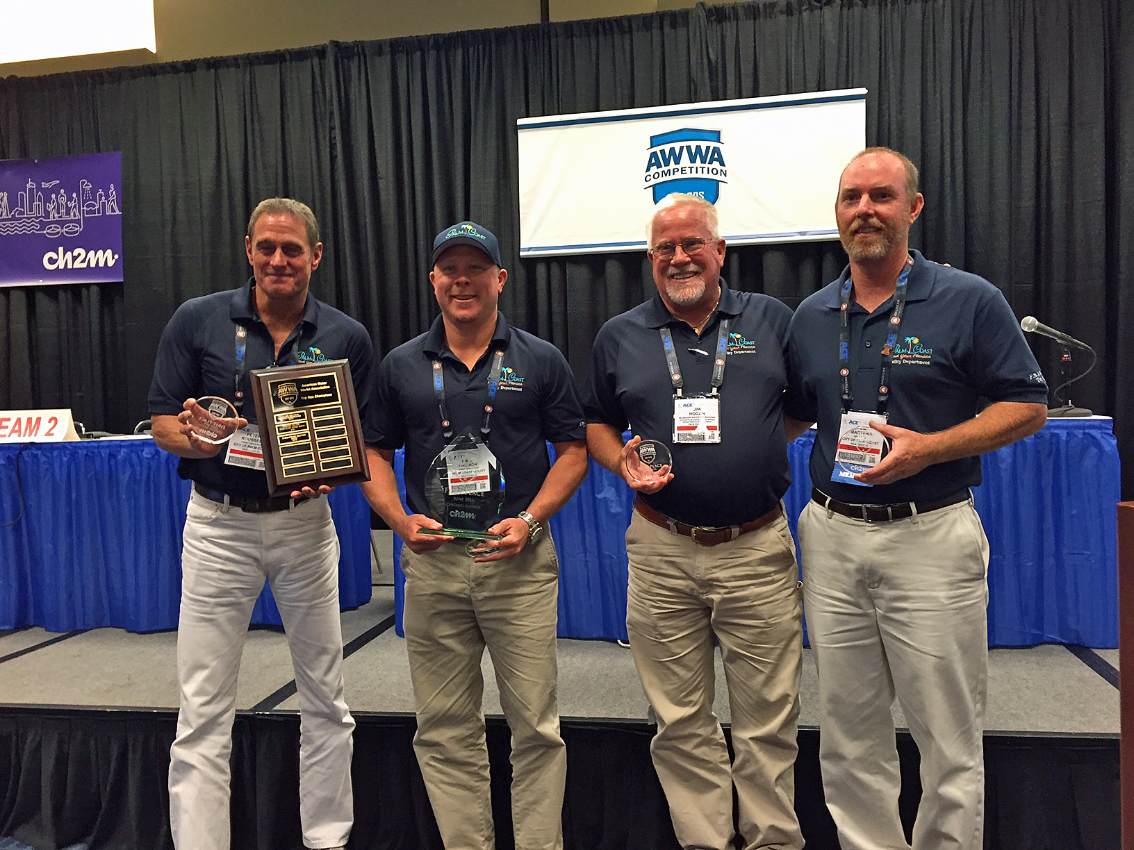 The Top Ops National Championship team: from left: Peter Roussell, Fred Greiner, Jim Hogan and Tom Martens, all of the Palm Coast Utility Department. (Photo courtesy of the city of Palm Coast.)