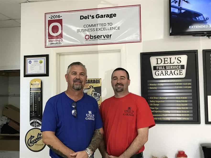 Del Hydrick and Jerry Unger at Del'      s  Garage. Courtesy photo