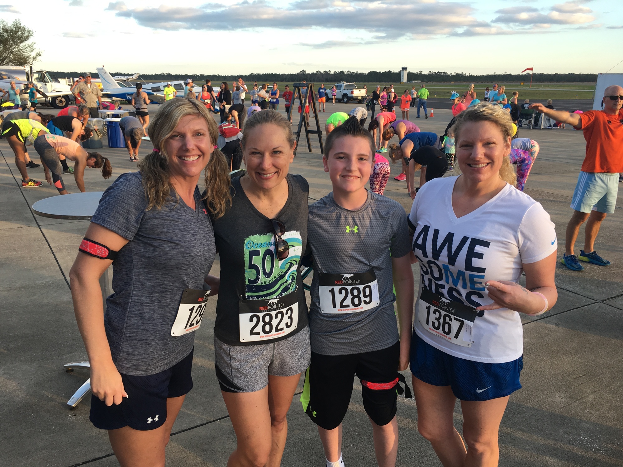 Laura Gilvary, Dr. Jessie Bech, Jack Gilvary and Melissa Johnson Woodburn before Race the Runway. Photo courtesy of Cindy Dalecki
