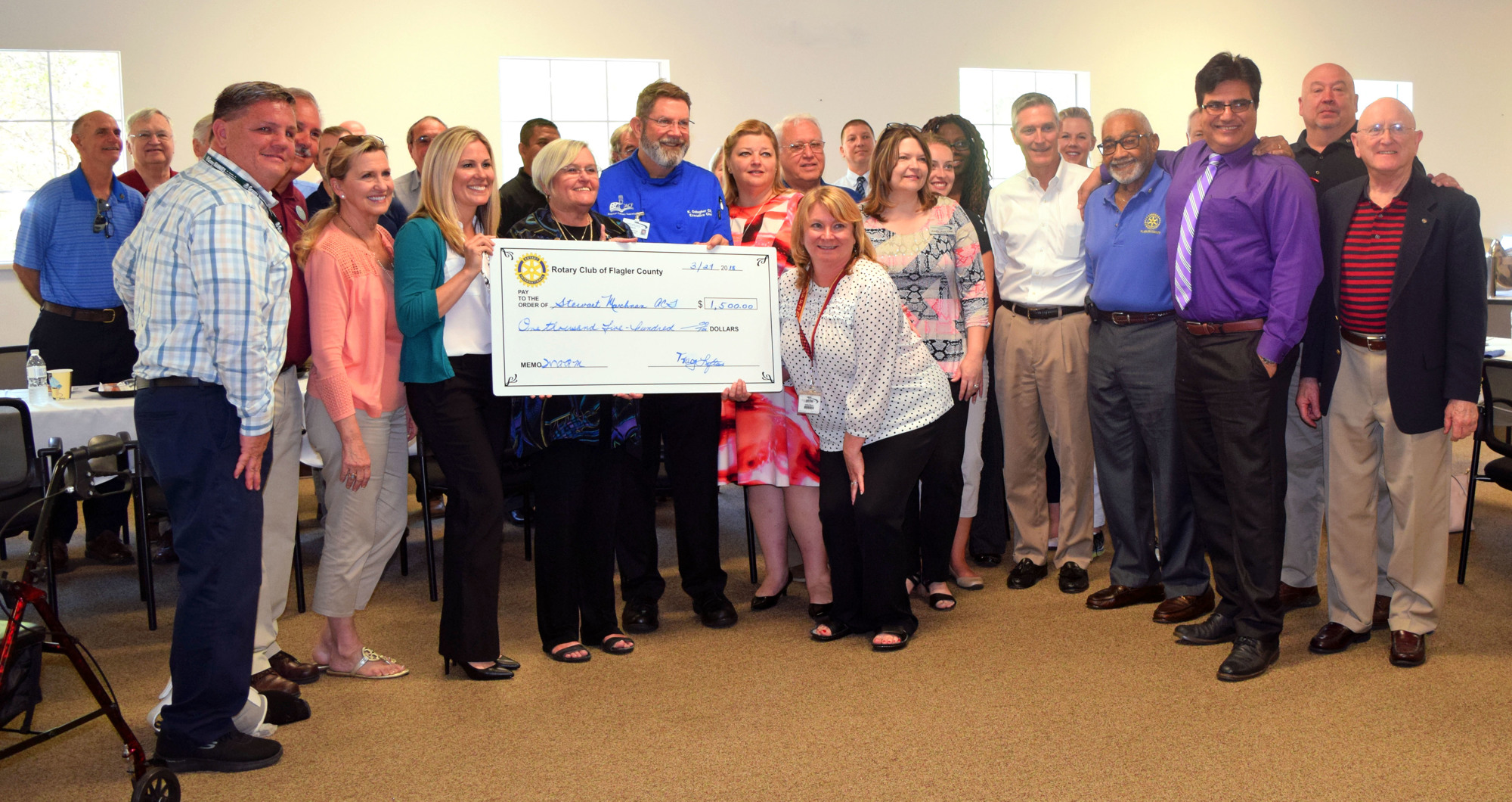 The Rotary Club of Flagler County presented a check for $1,500 to Stewart Marchman to support their Culinary Program at the Women Assisting Recovering Mothers Residential Community. Photo courtesy of Cindy Evans