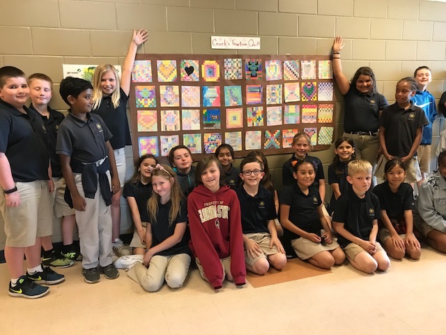 Students at Imagine School at Town Center in Mrs. Crock's fourth-grade class used math to make a quilt-like display. Photo courtesy of Nicole Puritis