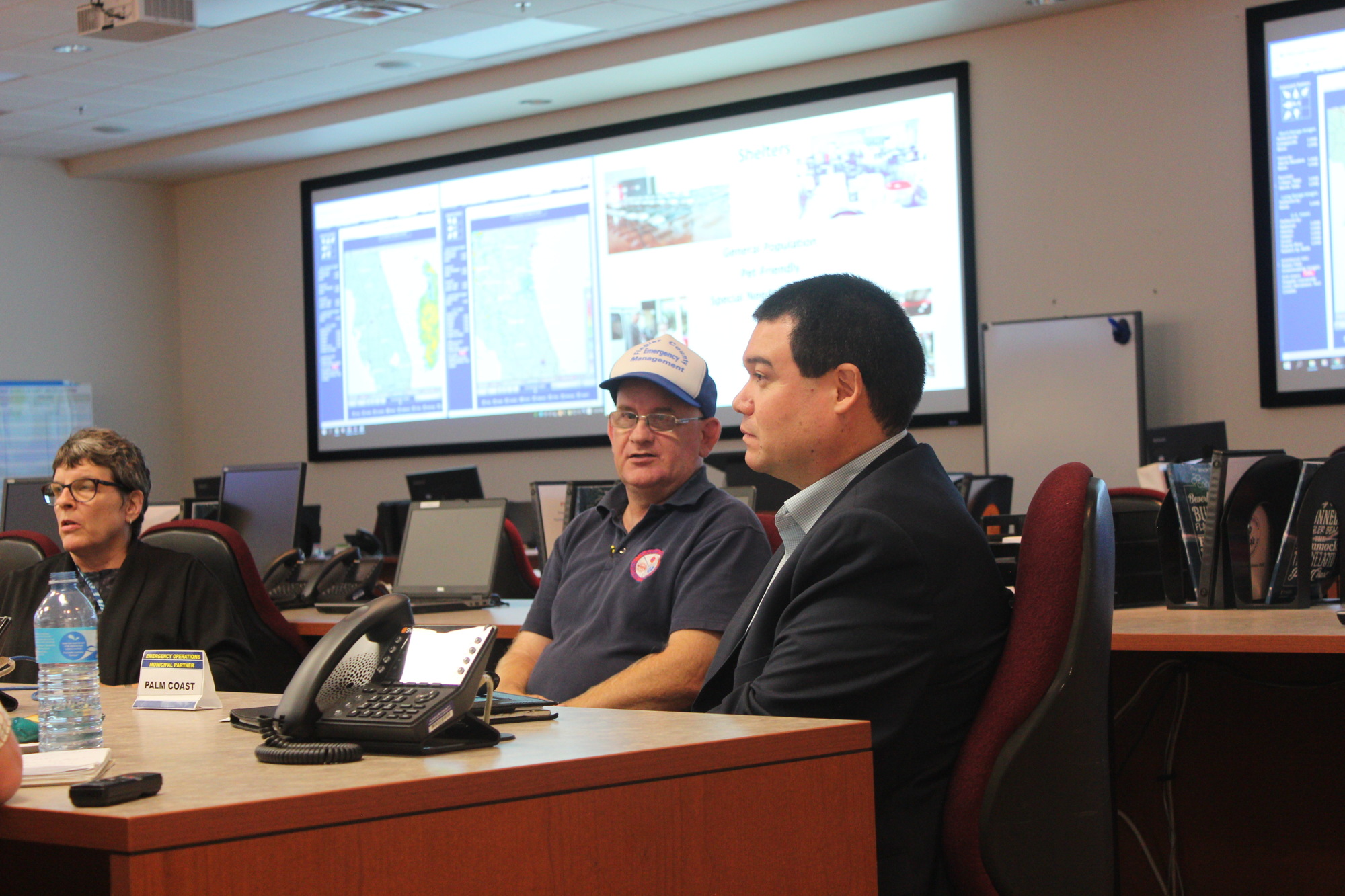 Public Information Officer Julie Murphy, Emergency Management Technician Bob Pickering and Emergency Management Chief Jonathan Lord at the EOC's Media Day. Photo by Ray Boone