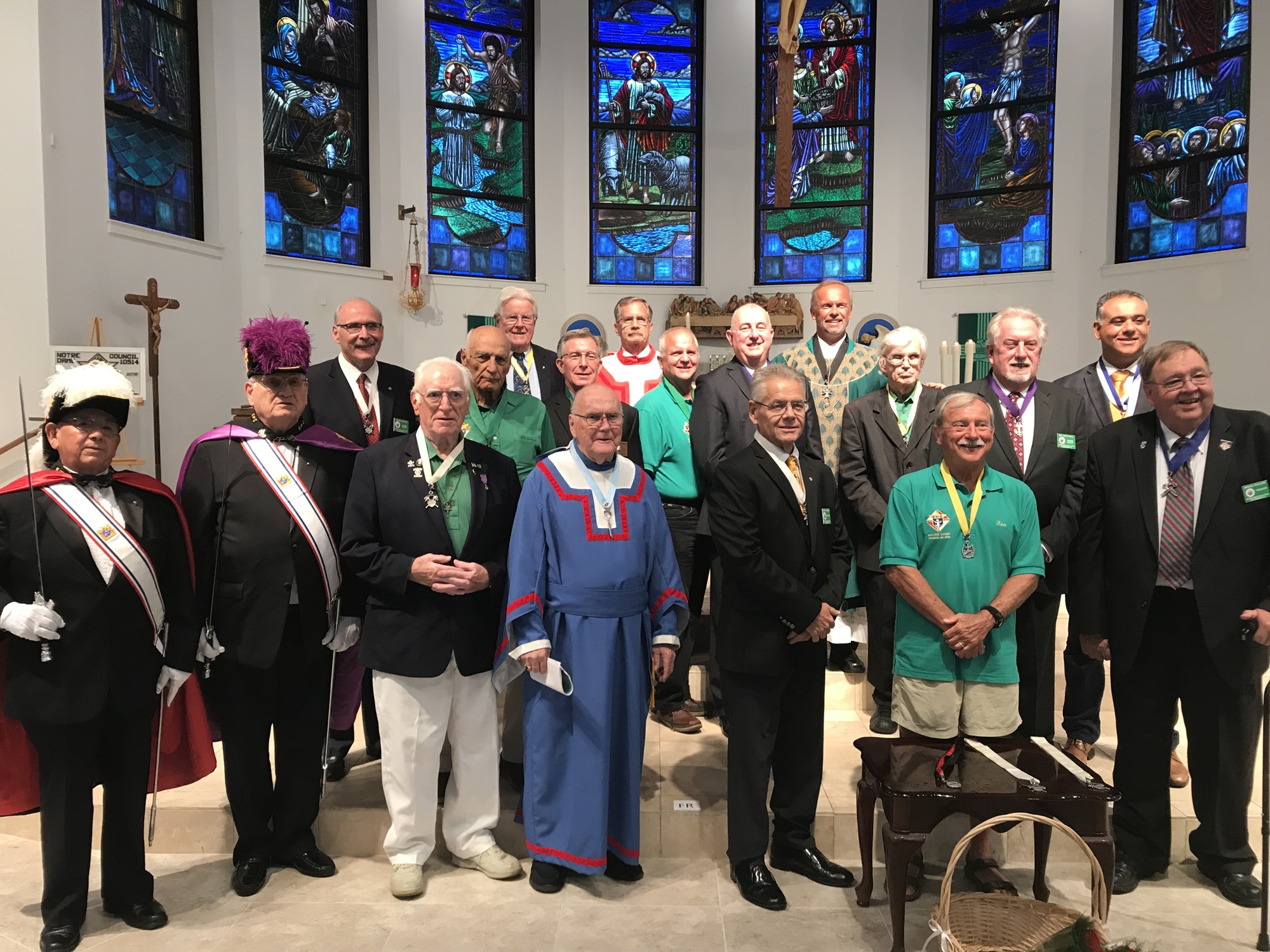 Grand Knight Patrick Mulvihill and the 2018-19 slate of officers for the Notre Dame Council 10514 were installed at Santa Maria del Mar Church. Photo courtesy of Notre Dame Council 10514
