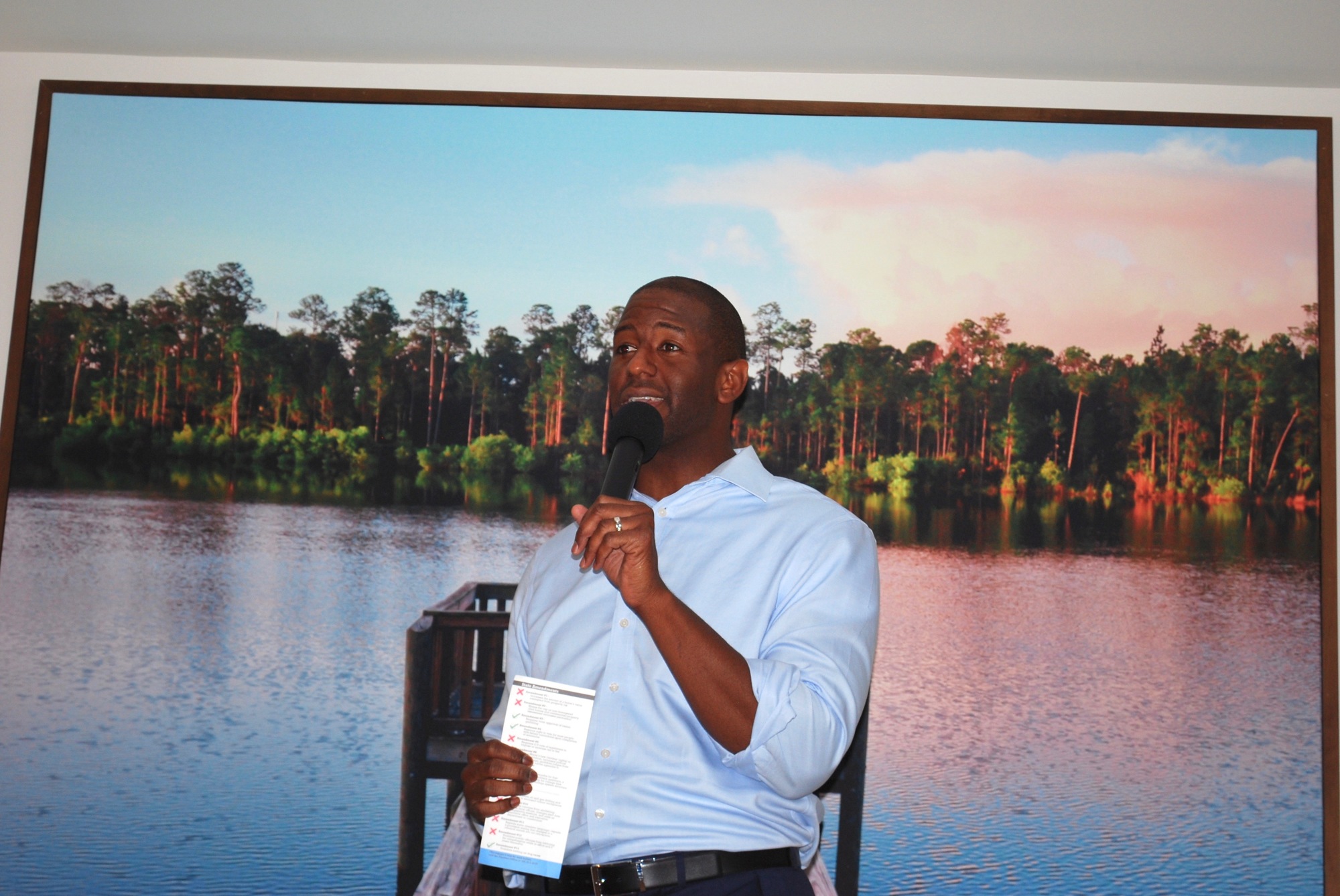 Andrew Gillum speaks at the Blue Barbecue at the Palm Coast Community Center Sept. 30. (Photo courtesy of the Flagler County Democratic Party)