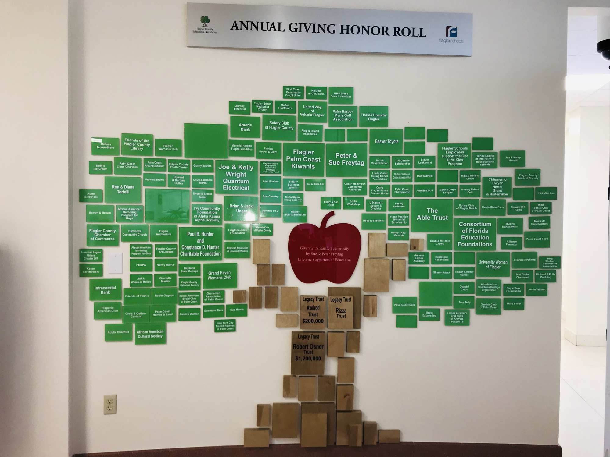 The Flagler County Education Foundation has created a donation tree display to honor its donors. Photo courtesy Ed Foundation
