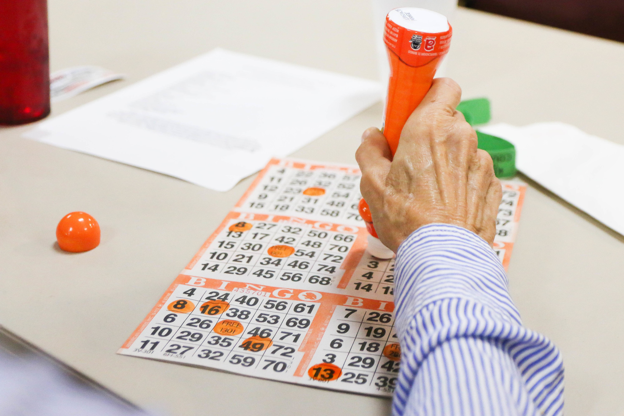 Palm Coast resident Anna Andrews plays bingo during a fundraiser for Special Olympics Flagler County held on Nov. 24. Photo by Paige Wilson