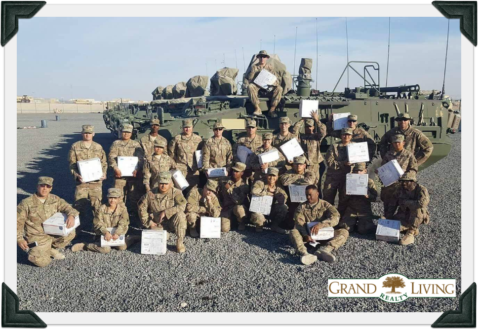 Troops with their 2017 holiday collection items. Courtesy photo