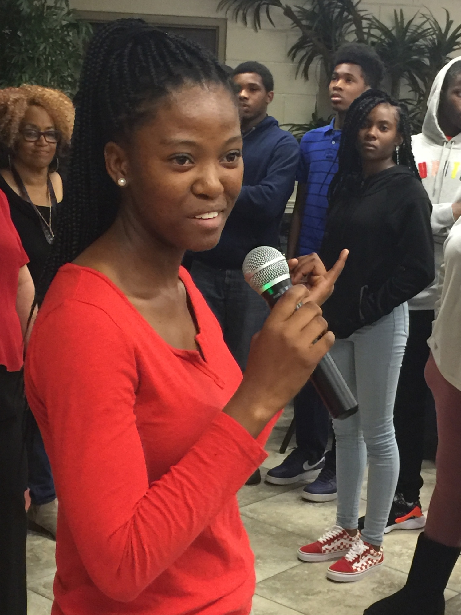 Phatsimo Ruele shared her faith testimony about her journey to America from Africa to go to college and play varsity tennis on full scholarship at the Toys for Joy Outreach event. Photo courtesy of Carmen Caldwell
