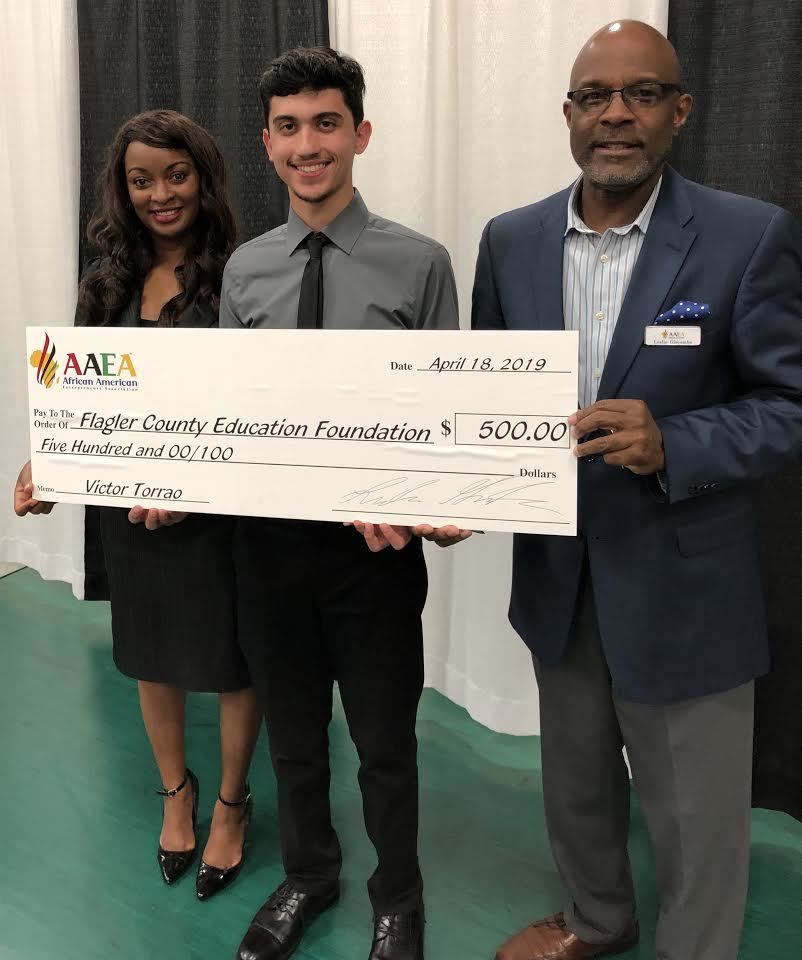 Victor Torrao, a graduating senior at Matanzas High School, is Flagler County's Class of 2019 first student recipient of the African American Entrepreneurs Association's $500 Entrepreneurship Scholarship.