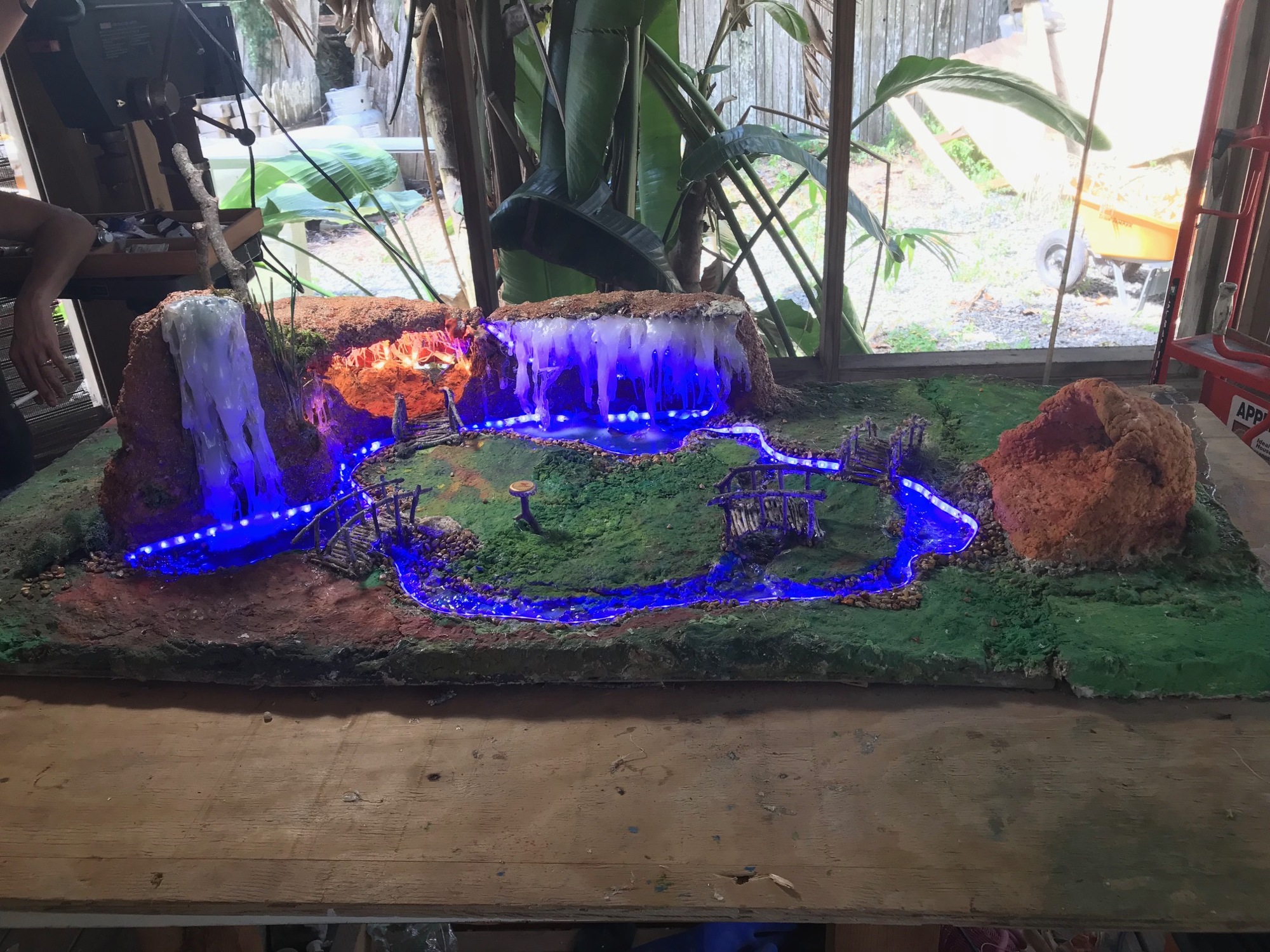 A model of the final product, with water falls, a cave and 