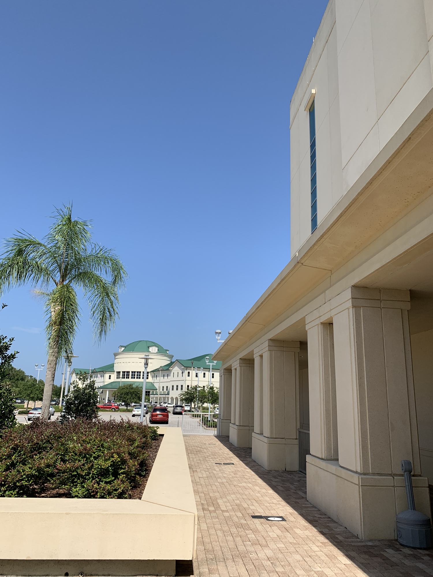 The Flagler County Government Services Building, which is where the County Commission meets, is across the parking lot from the Kim C. Hammond Justice Center. Photo by Brian McMillan
