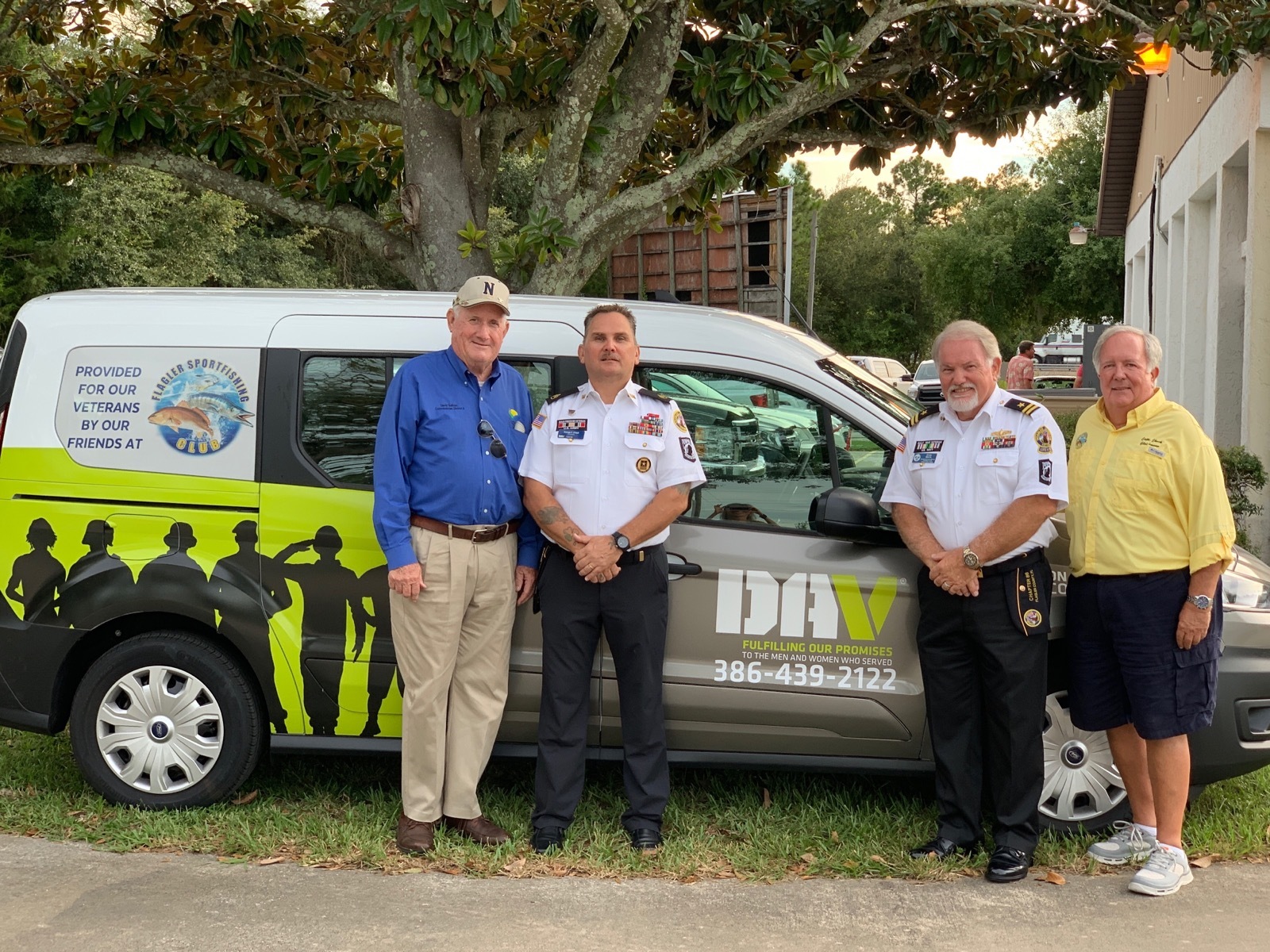 Flagler County Commissioner David Sullivan, DAV representatives Cmdr. George O' Bell and Ernie Morris, and Flagler Sportfishing Club President Chuck Gleichmann. Photo courtesy of Cindy Dalecki