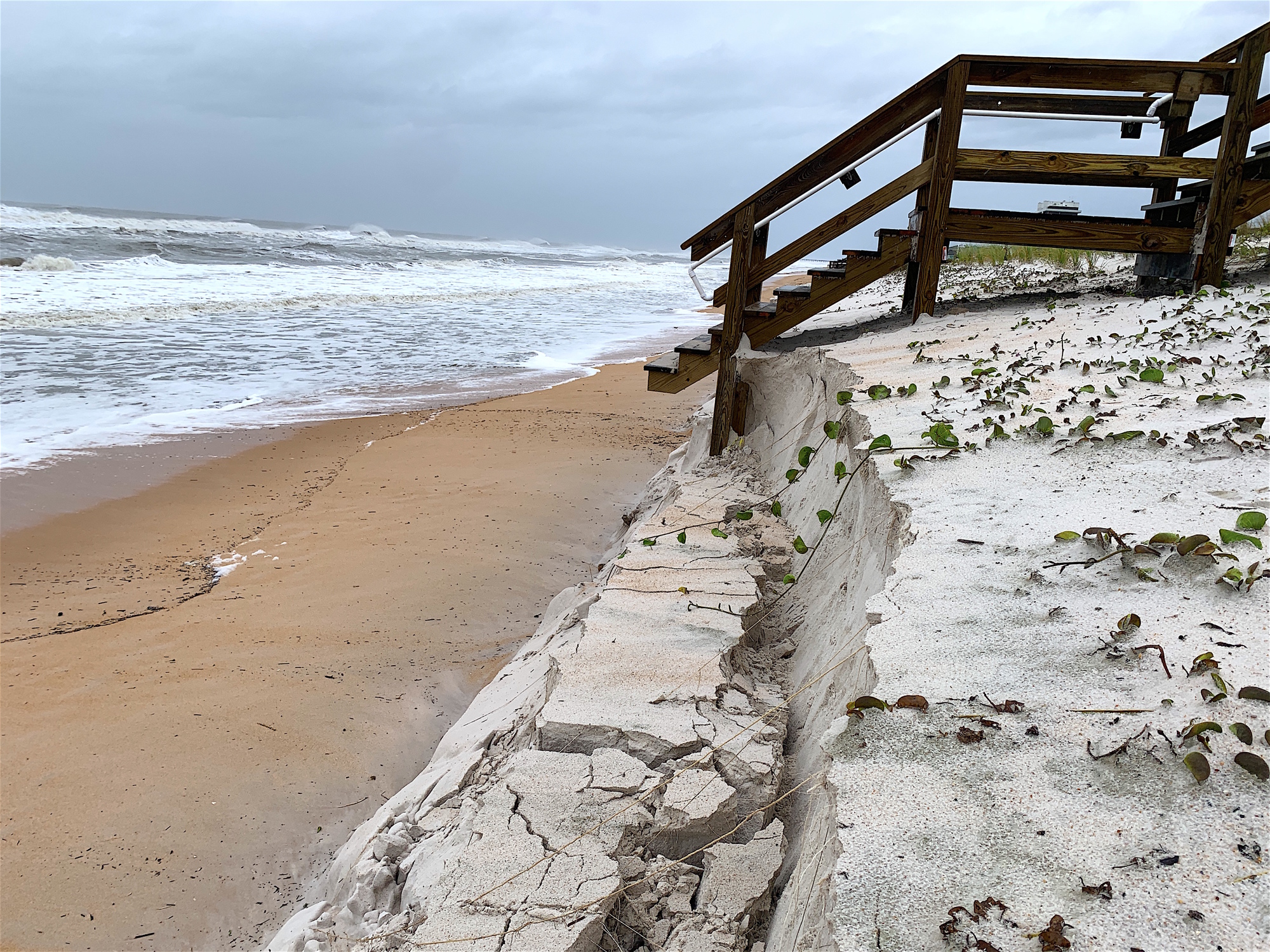 The dune on the seawall near 18th Road North was carved up by Hurricane Dorian, leaving a 10-foot drop where there was once a 20-foot slope.