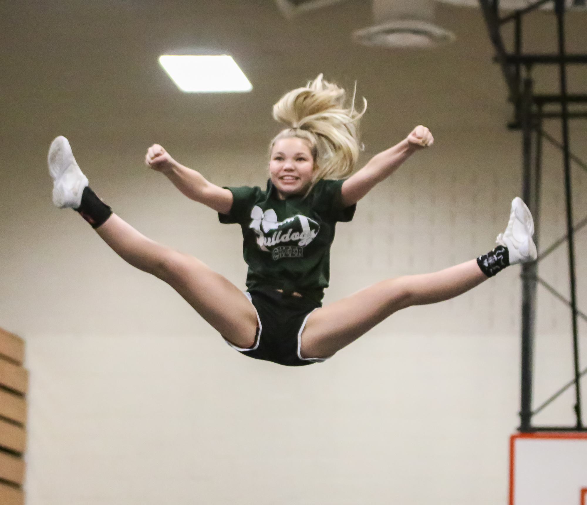 FPC's Niya Preeper is vaulted into the air during practice. Photo by Ray Boone