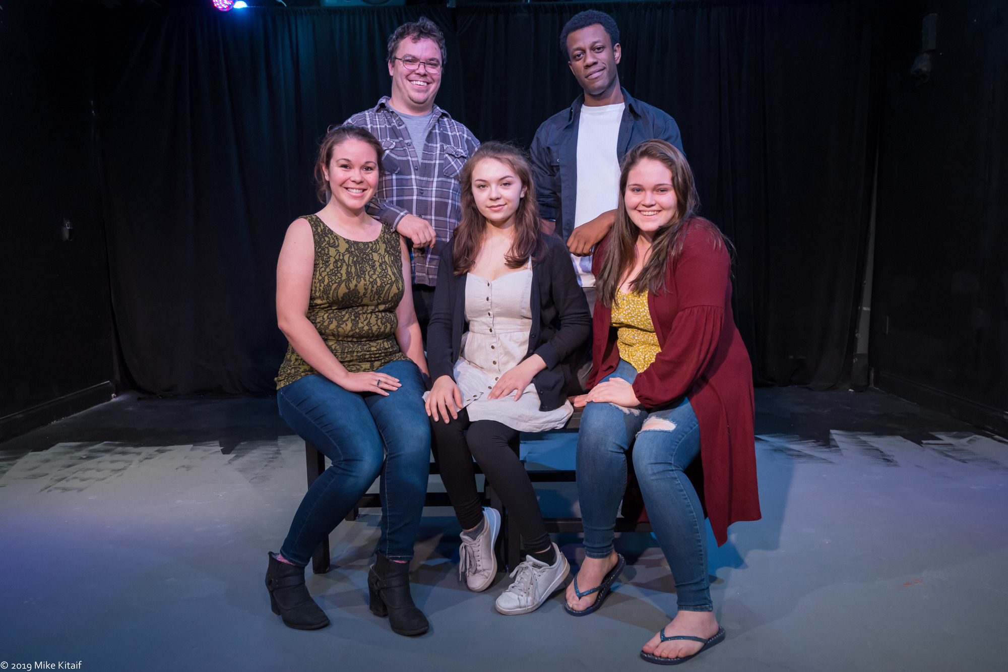 Stage manager Angela Young, director Beau Wade, actors Nikki Lynn and Brent Jordan and lighting technician Savanna Dacosta. Photo by Mike Kitaif