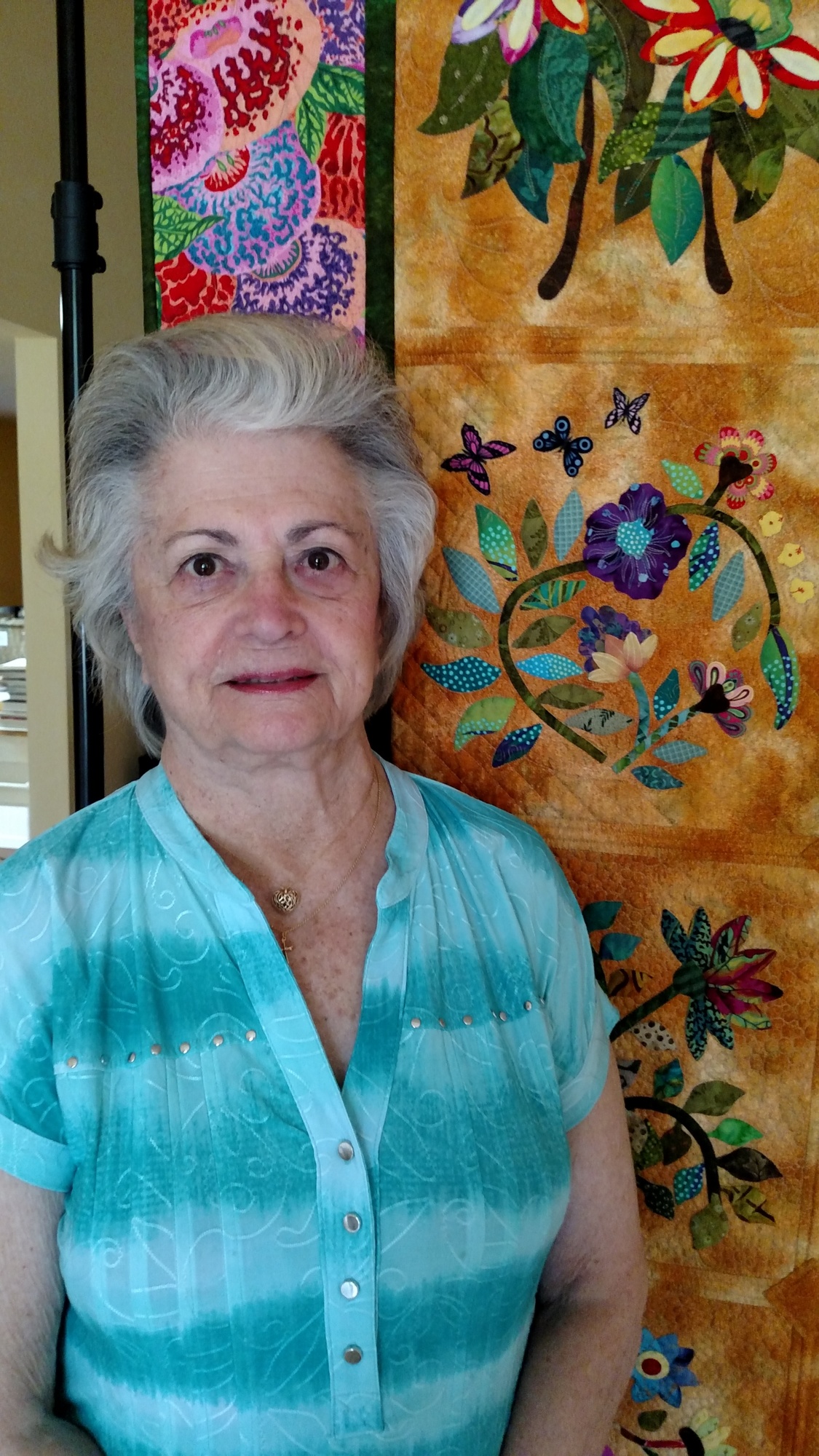 Silvia Ciofalo with her quilt 