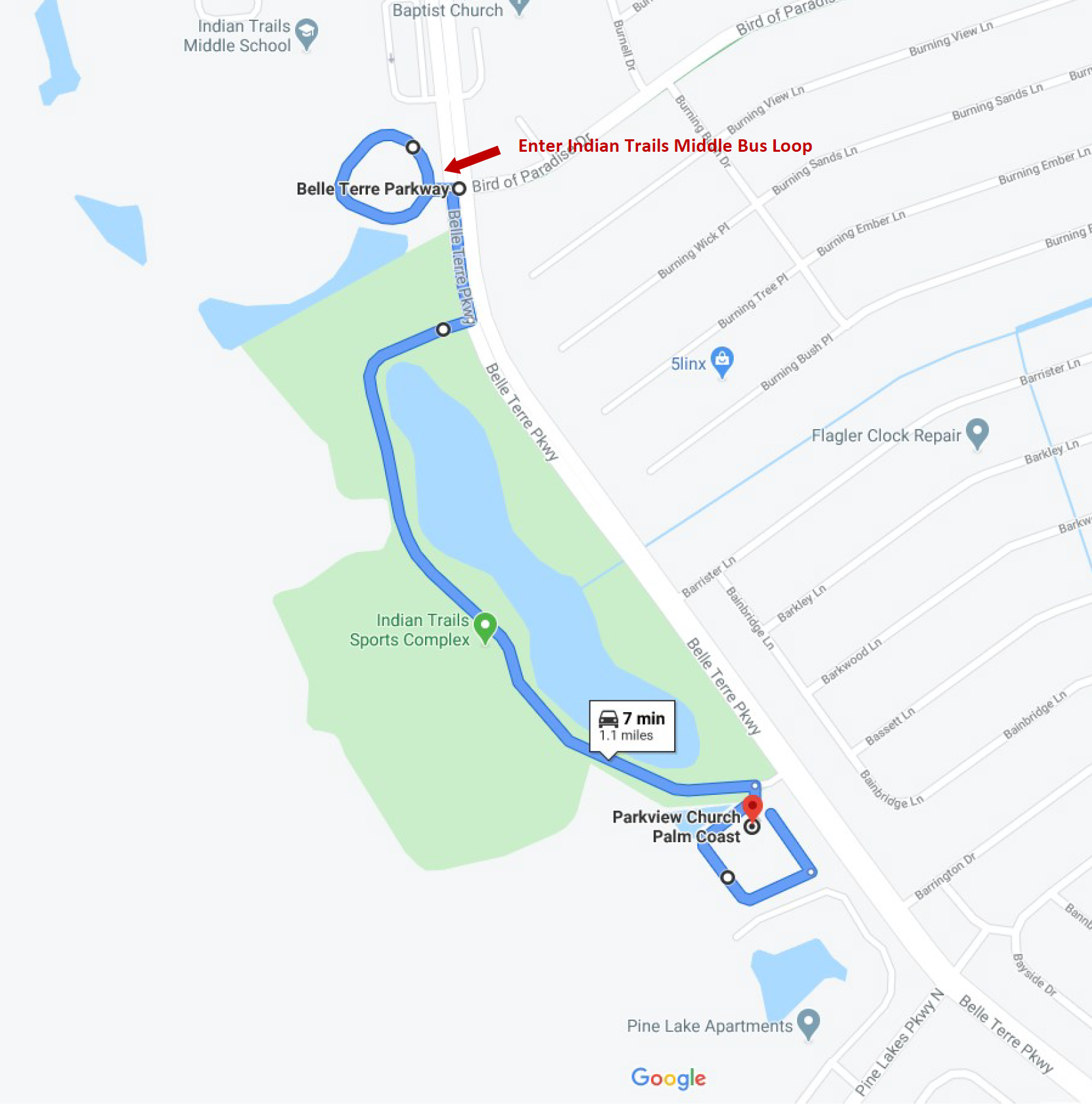 The traffic pattern for the Parkview Church location.