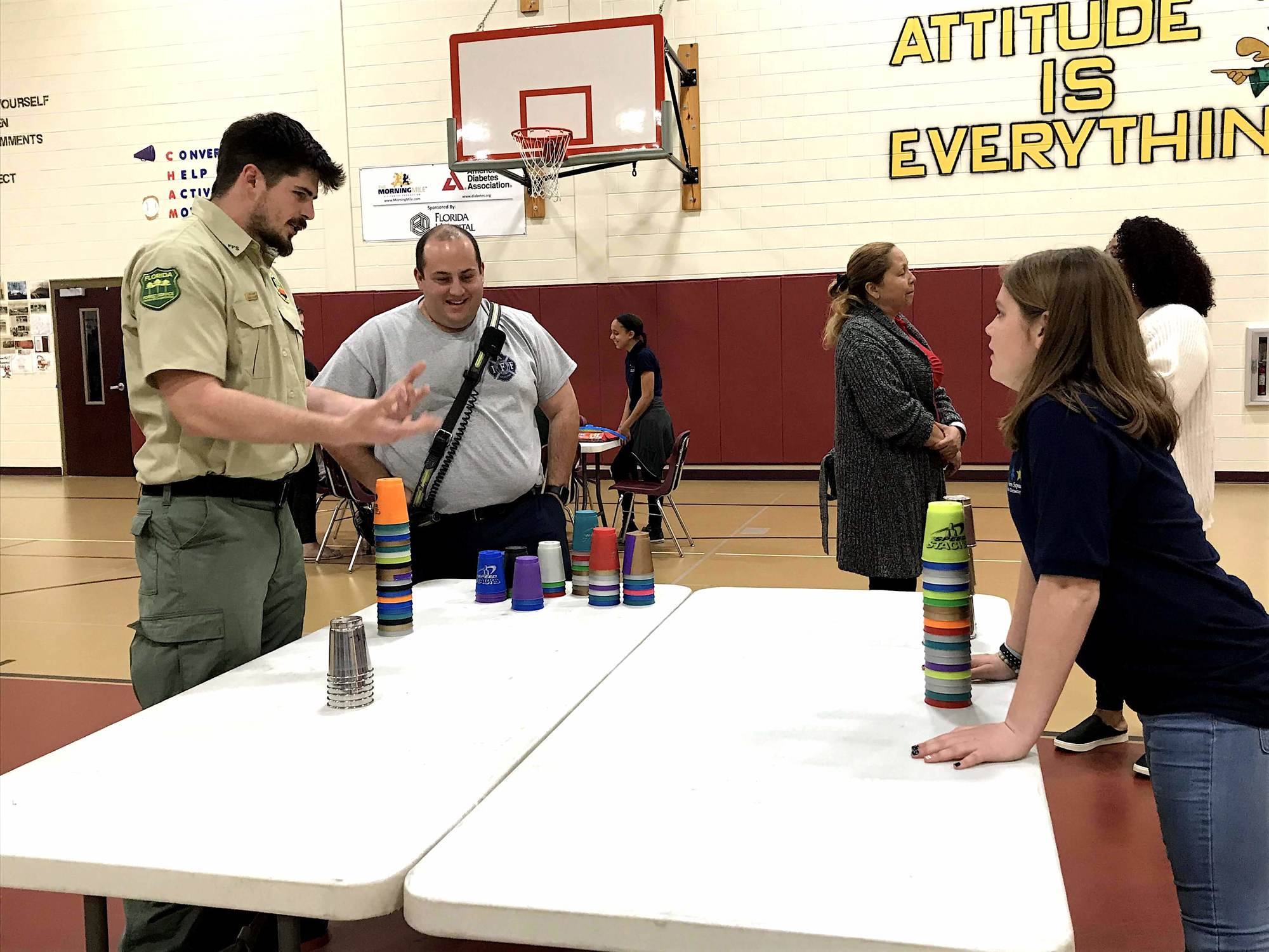 First responders played games to help children feel more comfortable.