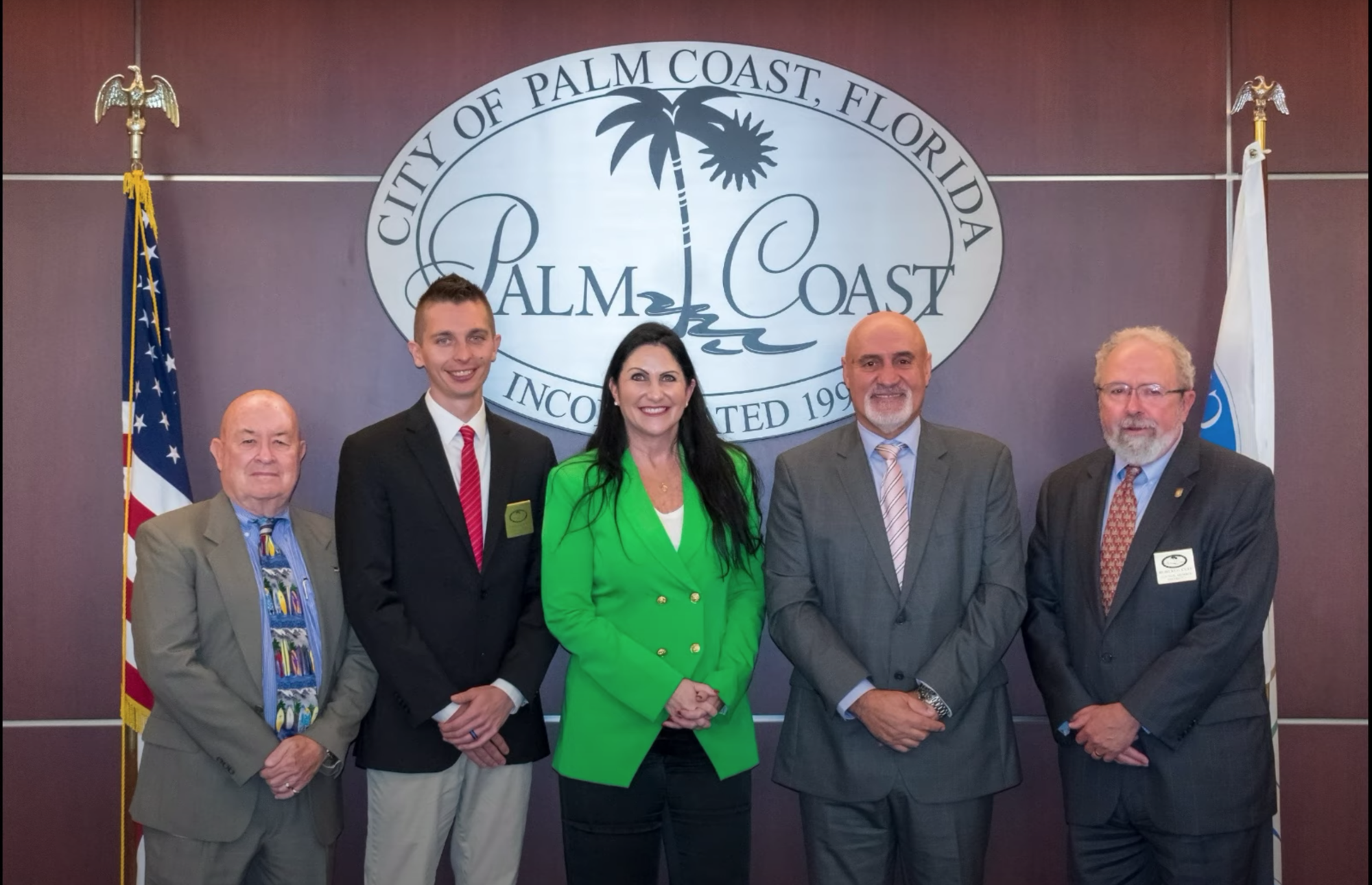 The Palm Coast City Council: Jack Howell, Nick Klufas, Milissa Holland, Eddie Branquinho, Robert Cuff