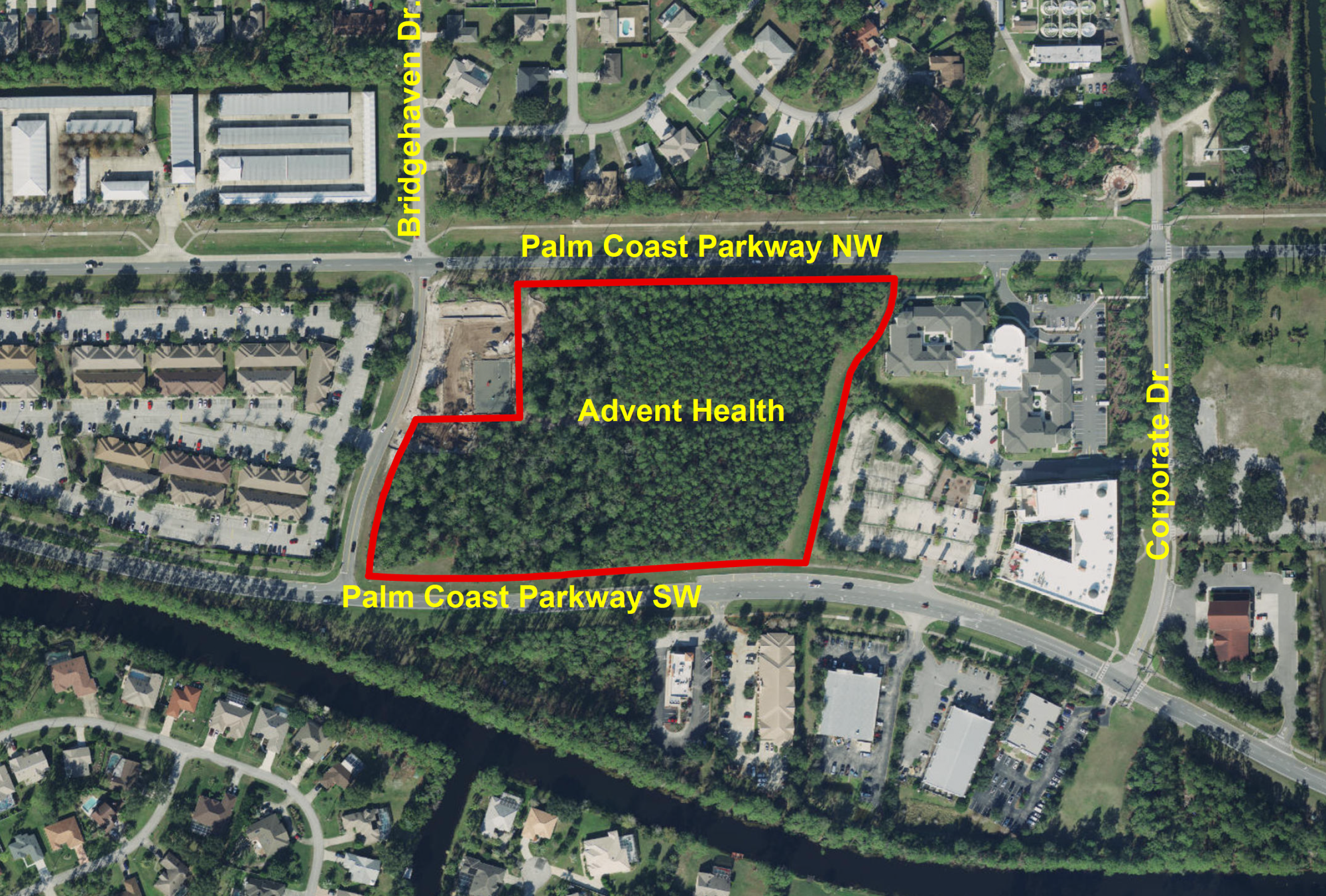 The proposed location of the new hospital. Image courtesy of the city of Palm Coast.