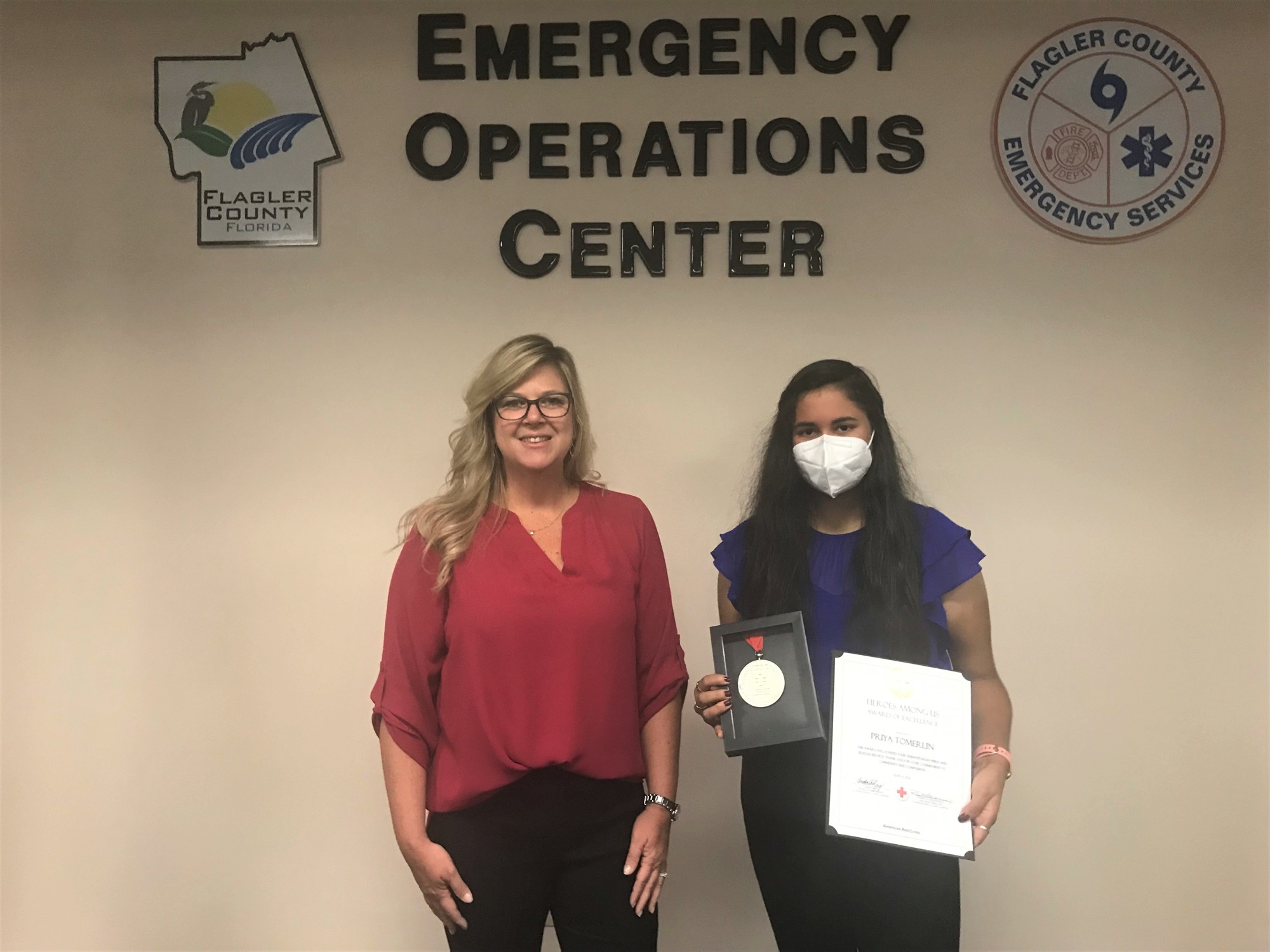 Flagler Palm Coast High School student Priya Tomerlin was also presented the 2021 Heroes Among Us award by Rebecca DeLorenzo.  Priya was nominated by Red Cross youth coordinator Linda Collis.  Courtesy photo