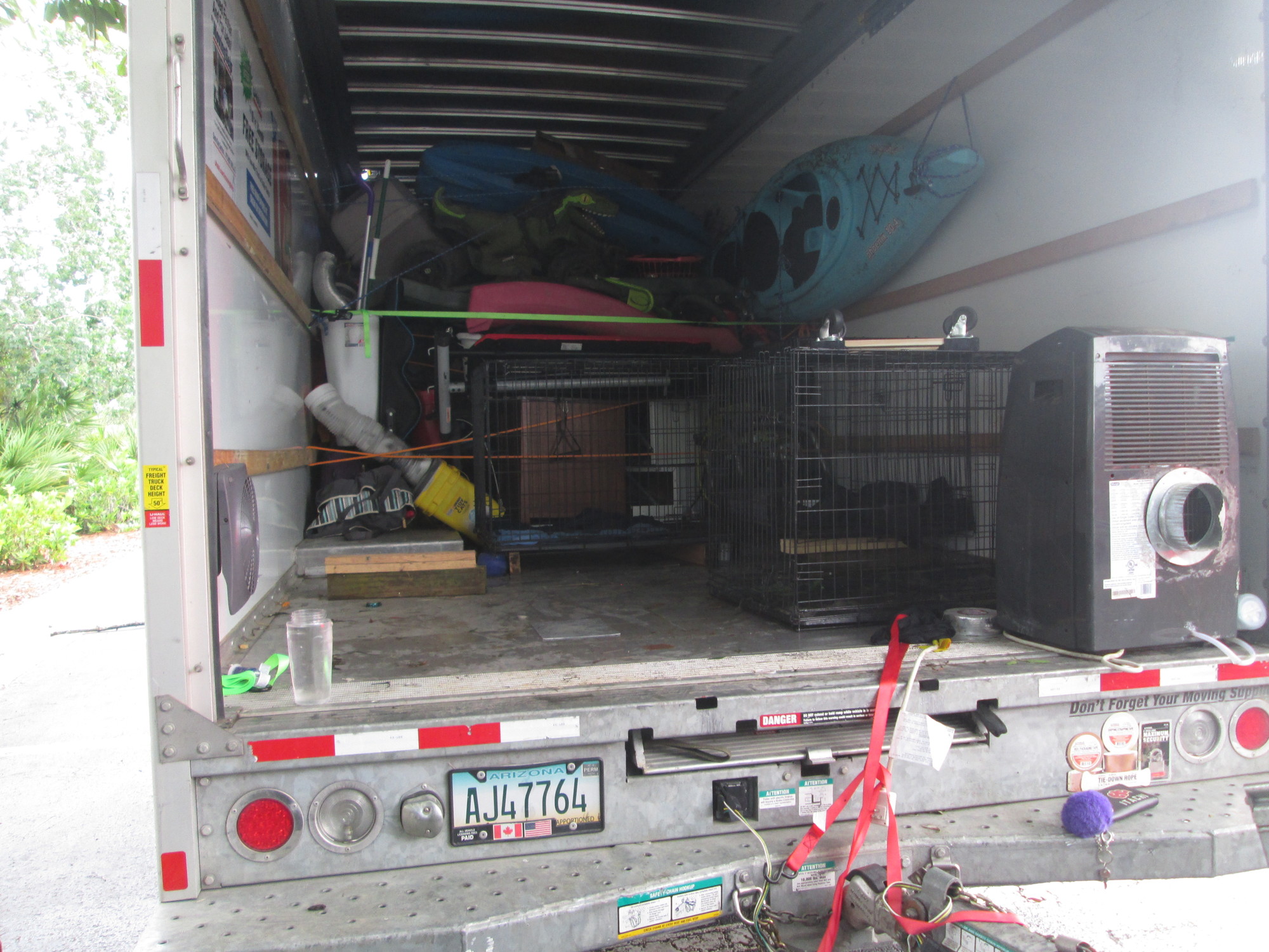 Inside the UHaul truck where the animals were being held. Courtesy photo