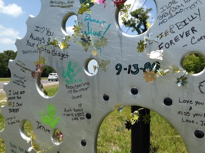 Jaime Hutcherson's personal memorial was also removed from the side of U.S. 1. Photo by Brian McMillan