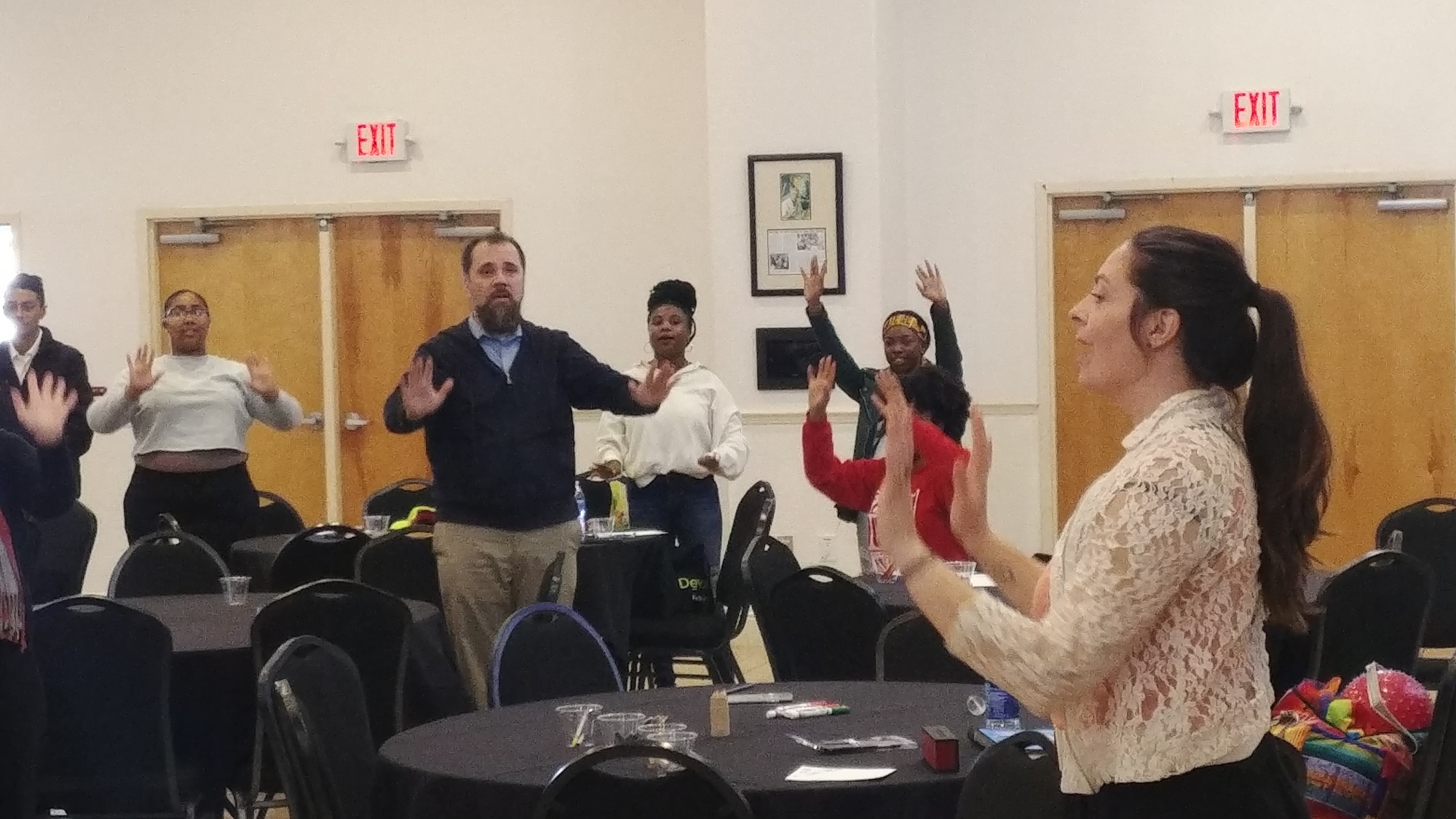 Brittni Cleland, certified dance and movement therapist and mental health clinician, leads a workshop during the second 