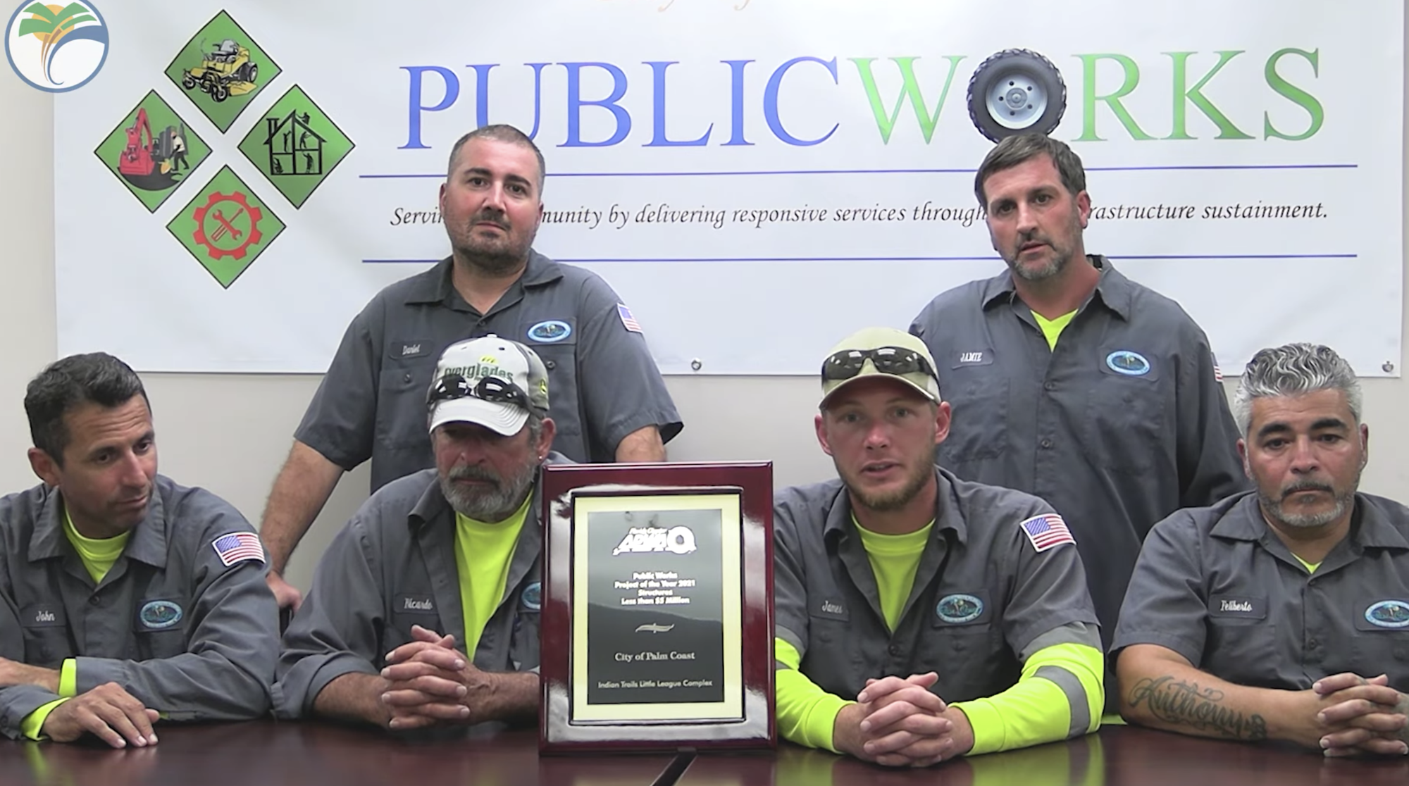 Meet the Public Works crew. Back row: Danny Bastos and Jamie Raposo; front: John Bento, Ricardo Defreitas, crew leader James Parker and Fileberto Padilla