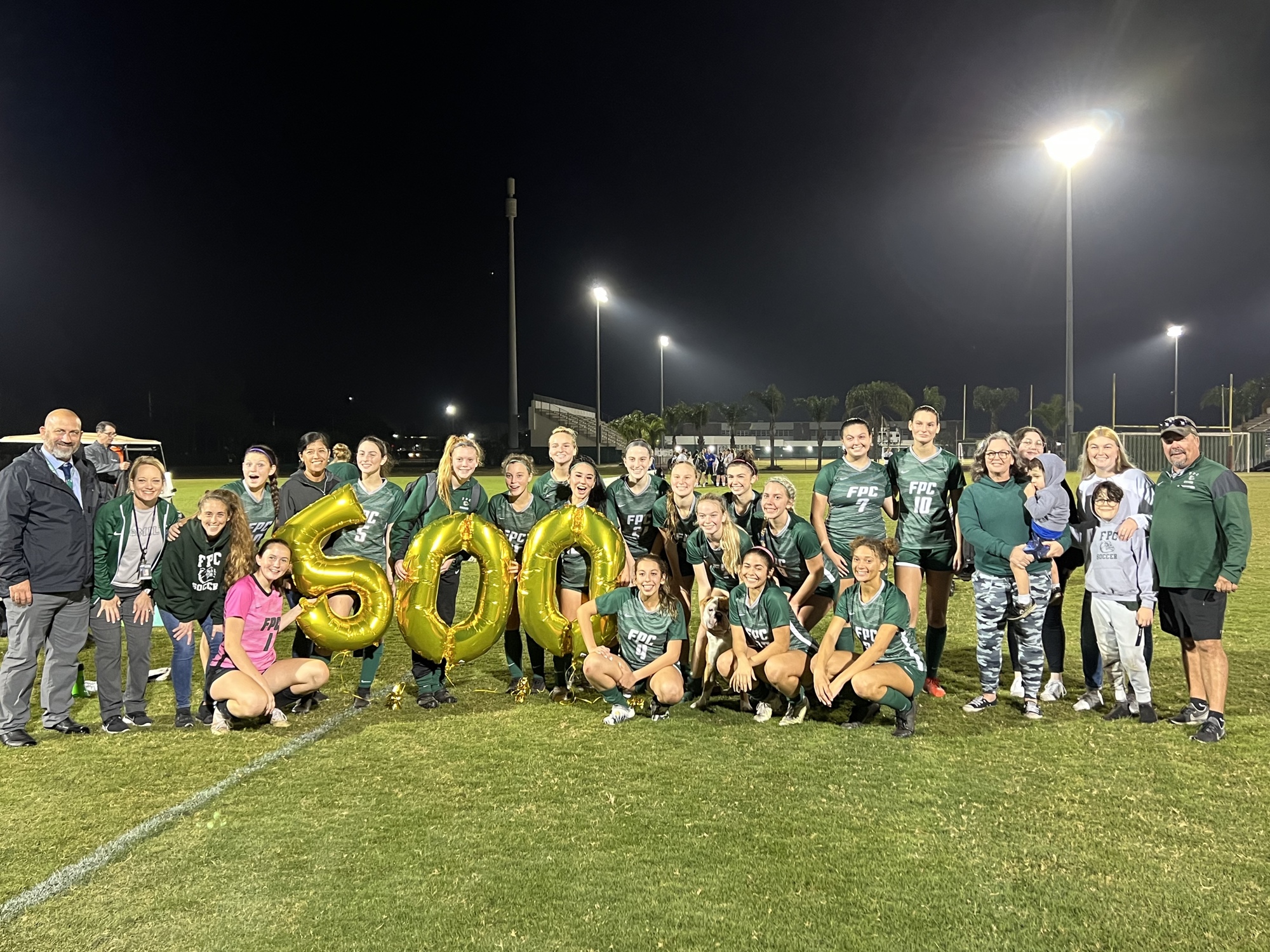 FPC administration and family joined the team to congratulate Pete Hald on his 500th win. Photos by Brian McMillan