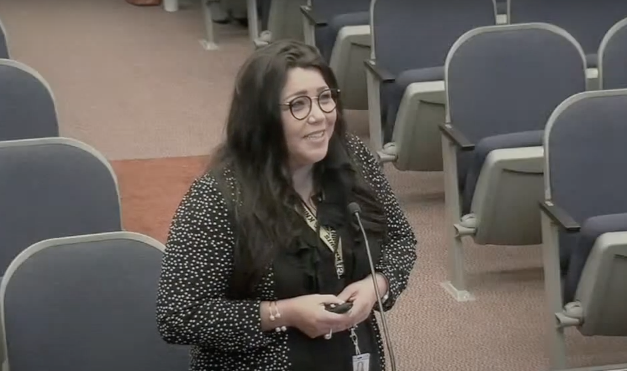 Katherine Alexander, in an image from a County Commission meeting livestream