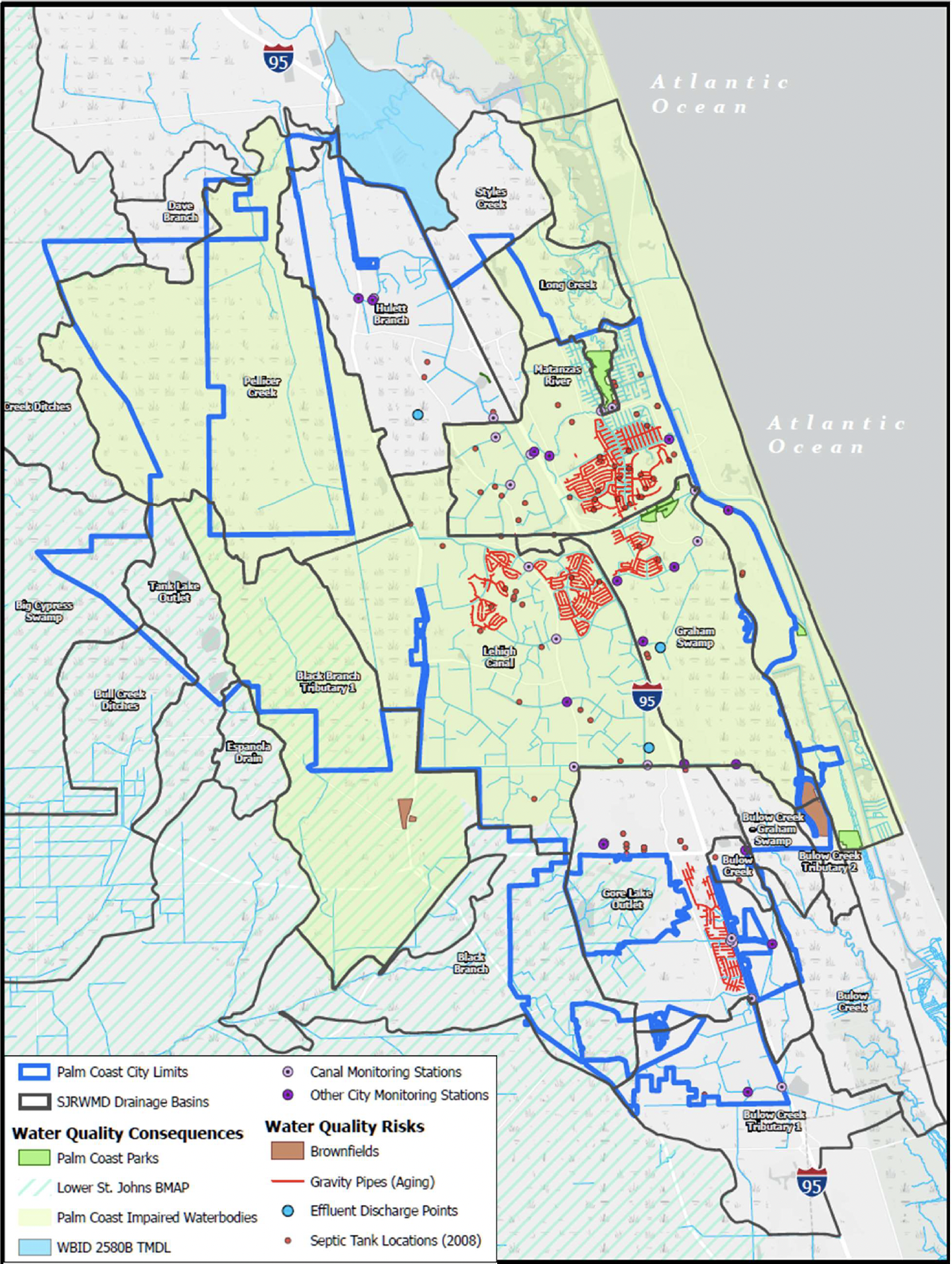 Palm Coast's stormwater basins. Image courtesy of the city of Palm Coast