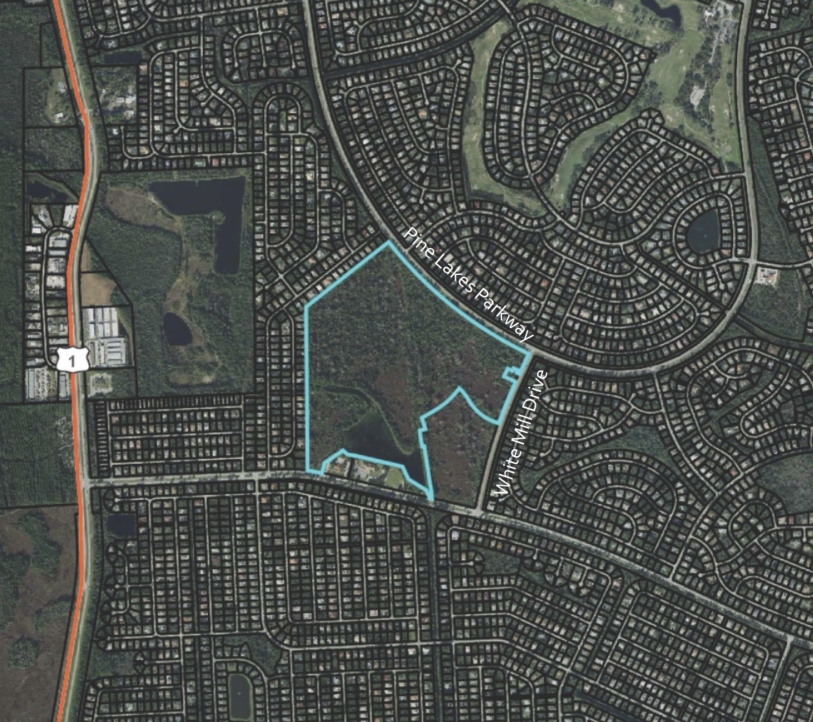 The proposed site of the Whiteview Village single-family home development, as shown in City Council meeting documents.