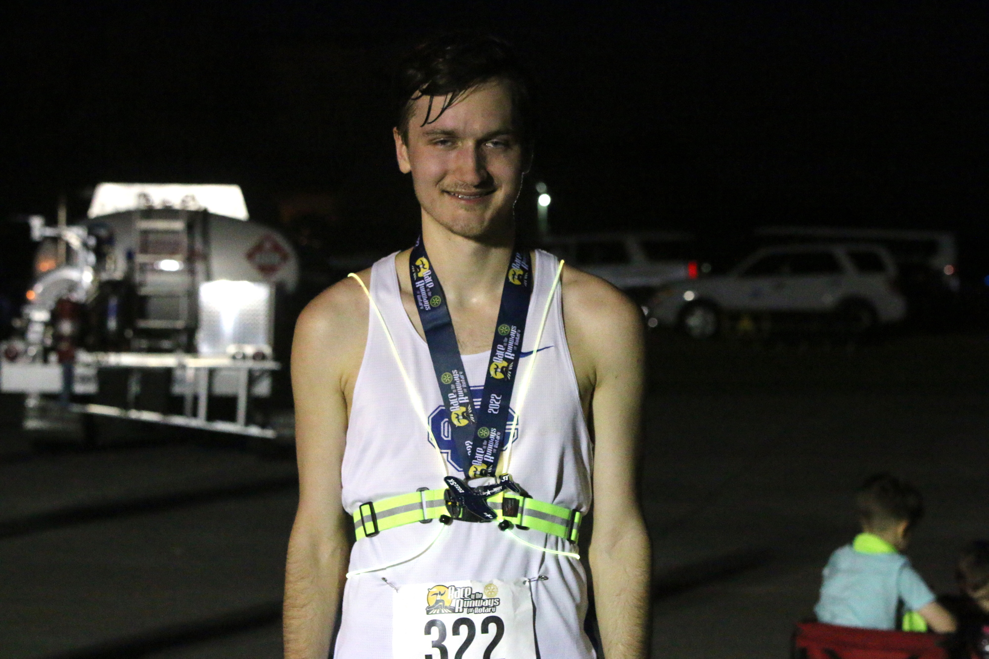 Male Open winner Michael Klein of Palm Coast had never run a night race before. Photo by Brent Woronoff