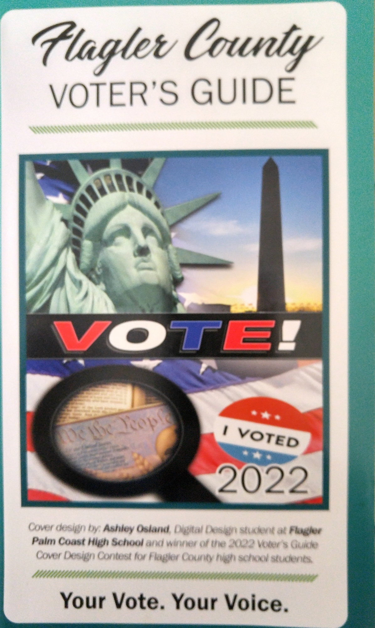 The Flagler County Voter's Guide with cover design by FPC digital design student Ashley Osland.