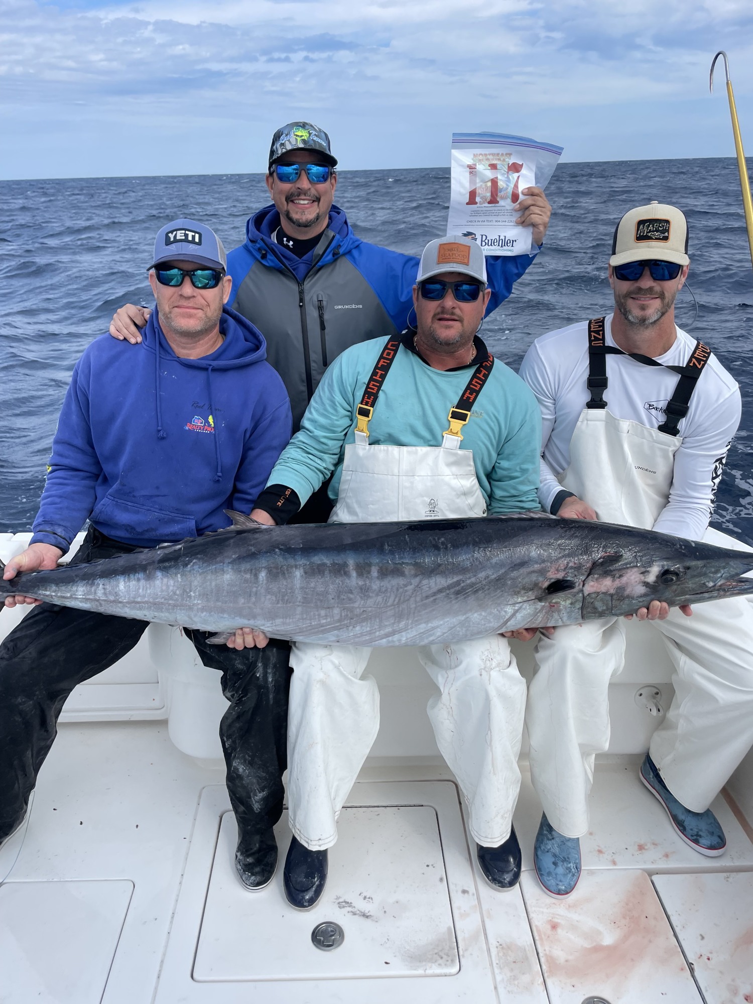 Bill Navarra's crew caught a tournament-record 108.66-pound wahoo on their third day of fishing in the Northeast Florida Wahoo Shootout. Courtesy photo.