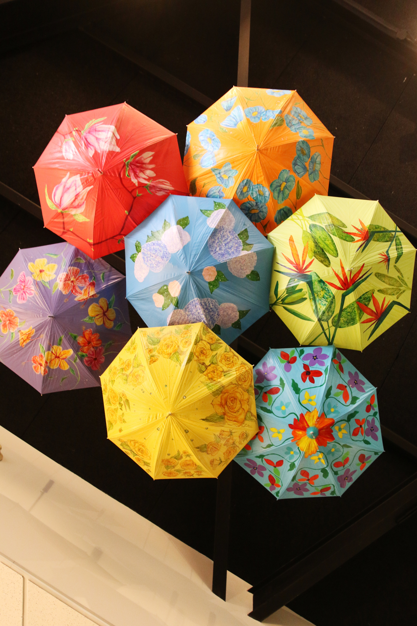 The inspiration behind this cluster of floral umbrellas was the rainbow. Photo by Jarleene Almenas