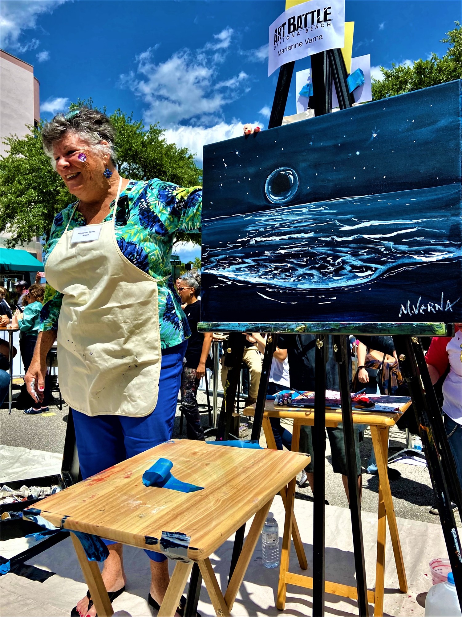 Marianne Verna won the inaugural Art Battle for this season, held April 9 during the Daytona Beach Art Fest. Courtesy photo