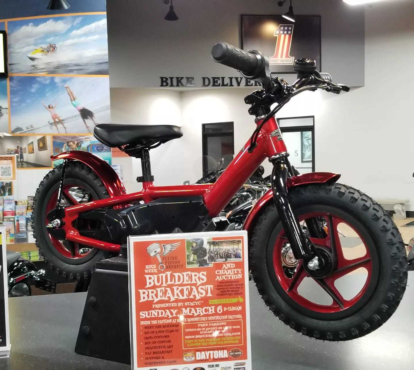 This year's Builder's Breakfast, held during Bike Week, featured the auction of customized STACYC electric bikes. Courtesy photo