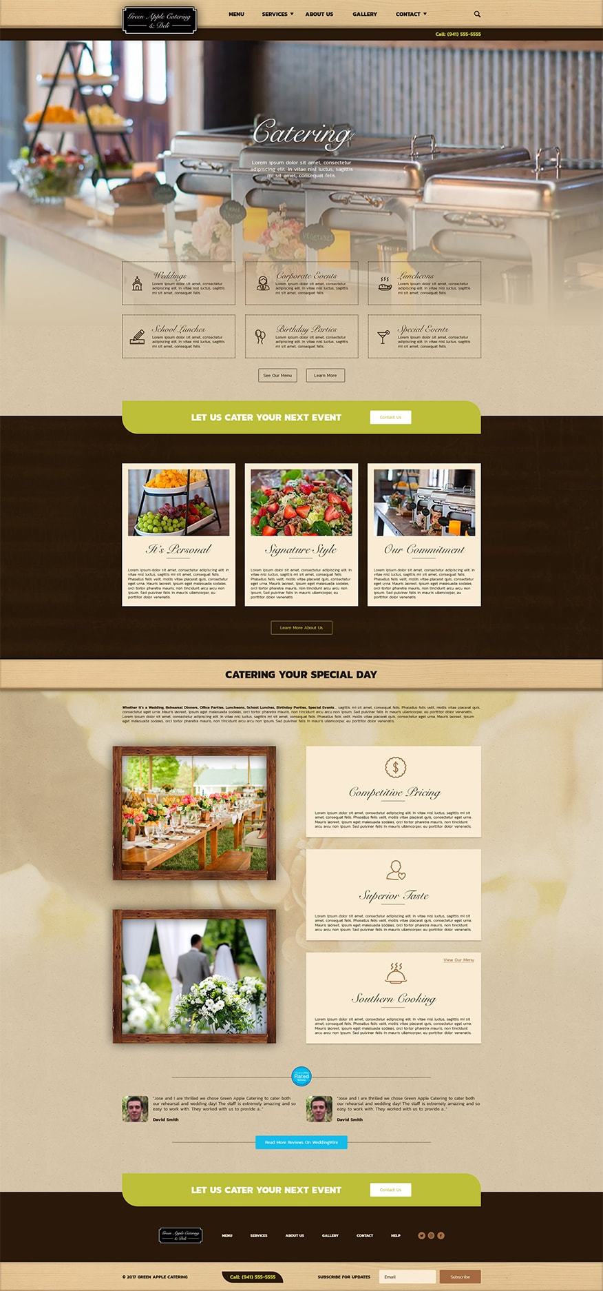 A page from the website redesign Web Jarvis did for Green Apple Catering.